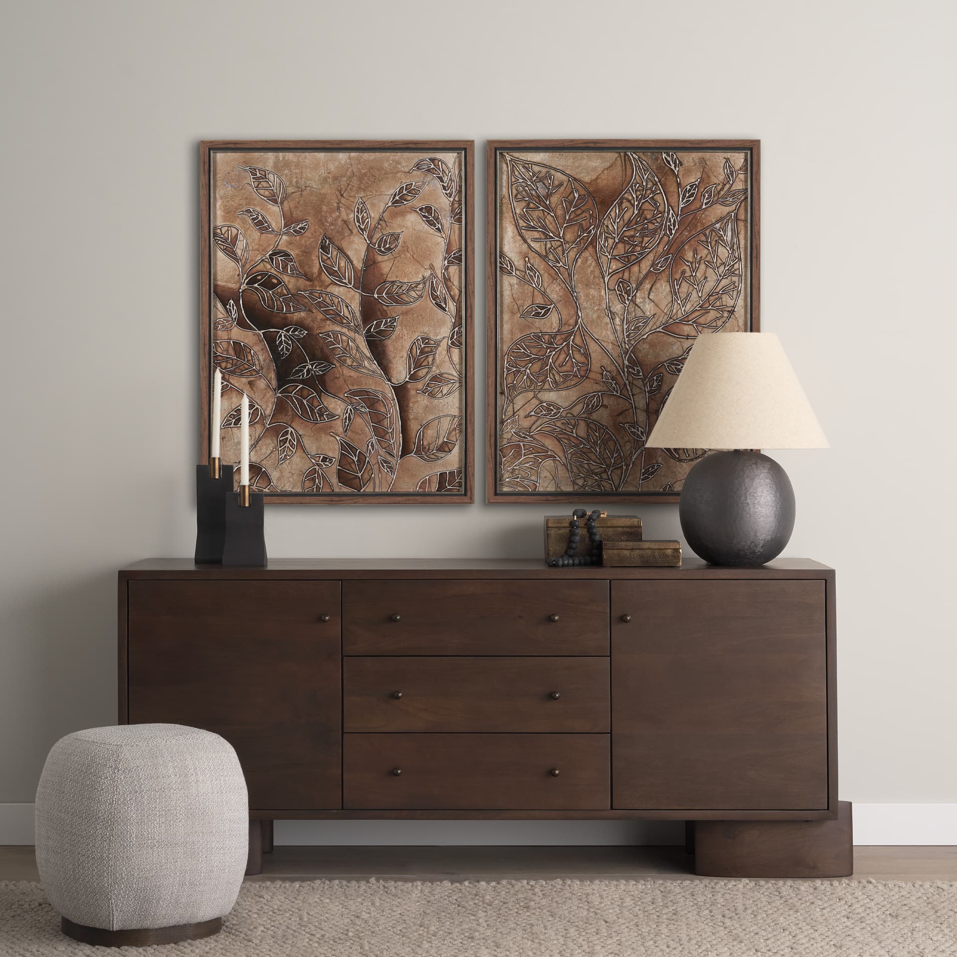 Bronze Beauty II by Studio M a handmade Original Framed 3D Textured Artwork — in a styled room