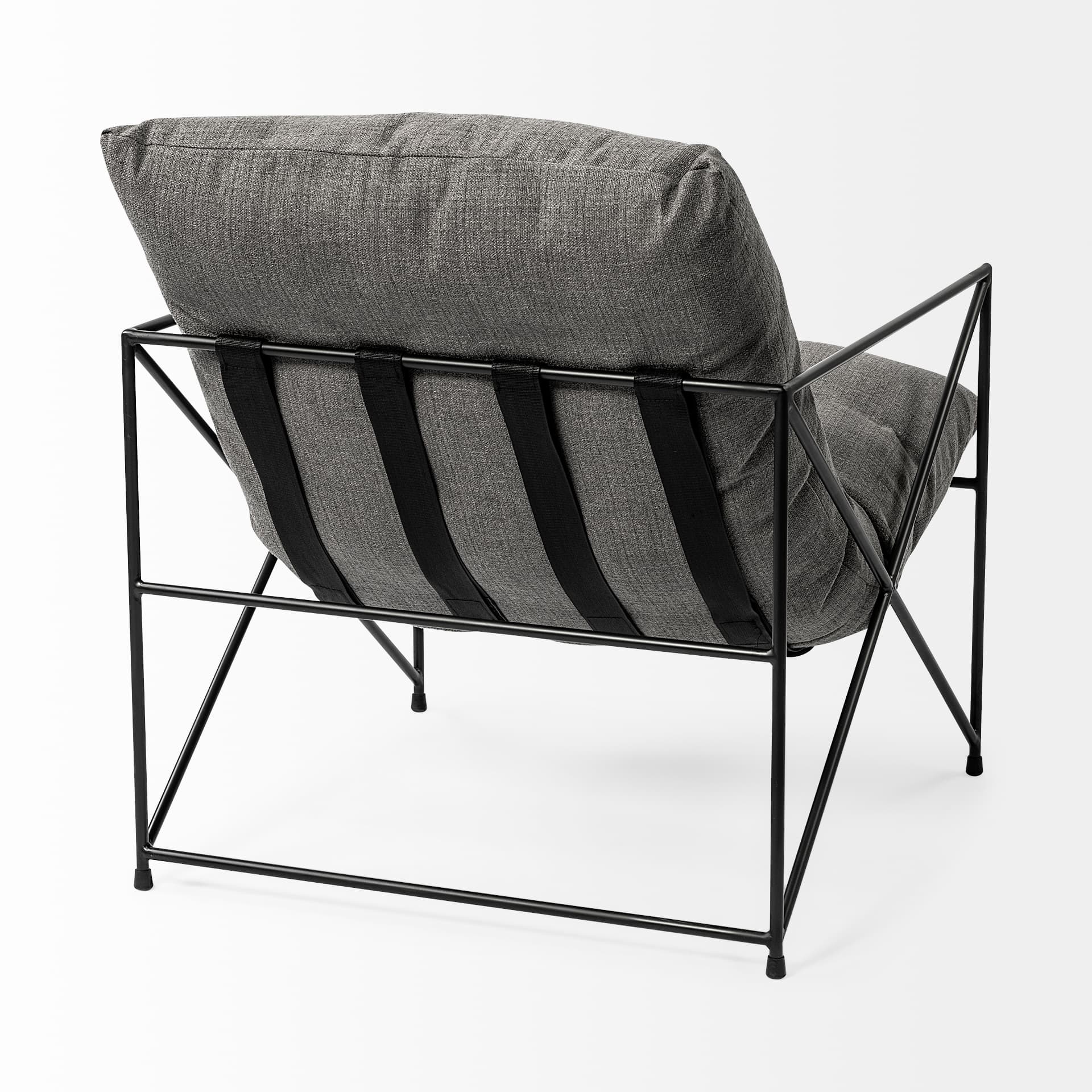 Leonidas 28.5L x 29.5W x 34.0H Grey Fabric Wrap Black Metal Frame Accent Chair — product photograph