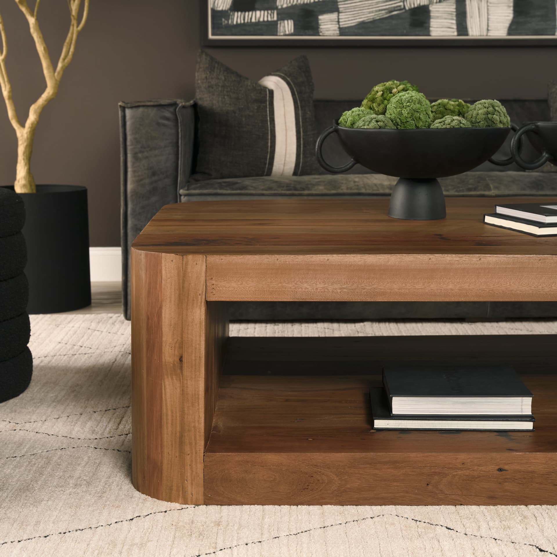 Dunmore Solid Wood Rectangular Open Shelf Coffee Table — product photograph