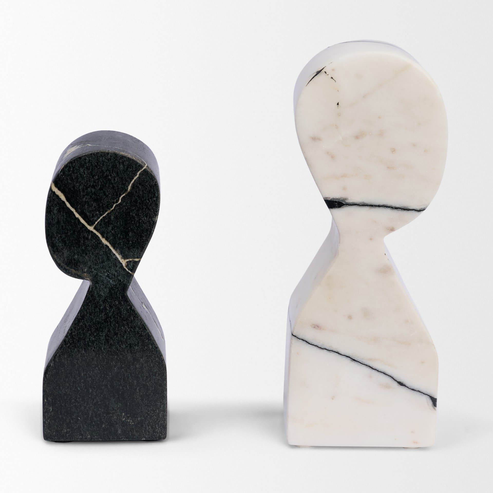 Shadow White & Black Marble Bookends — product photograph