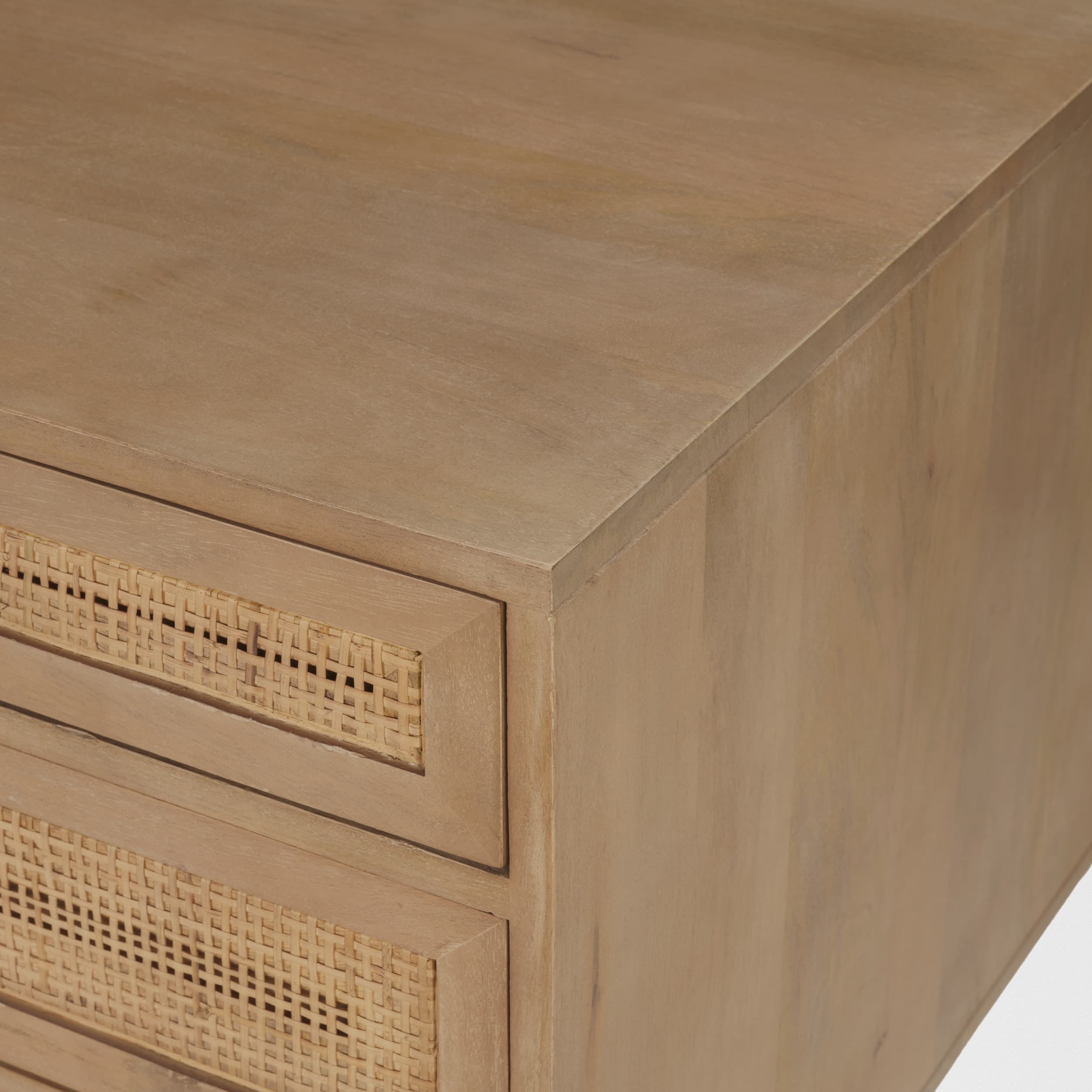 Grier 60" Light Brown Solid Wood W/Cane Office Desk — product photograph