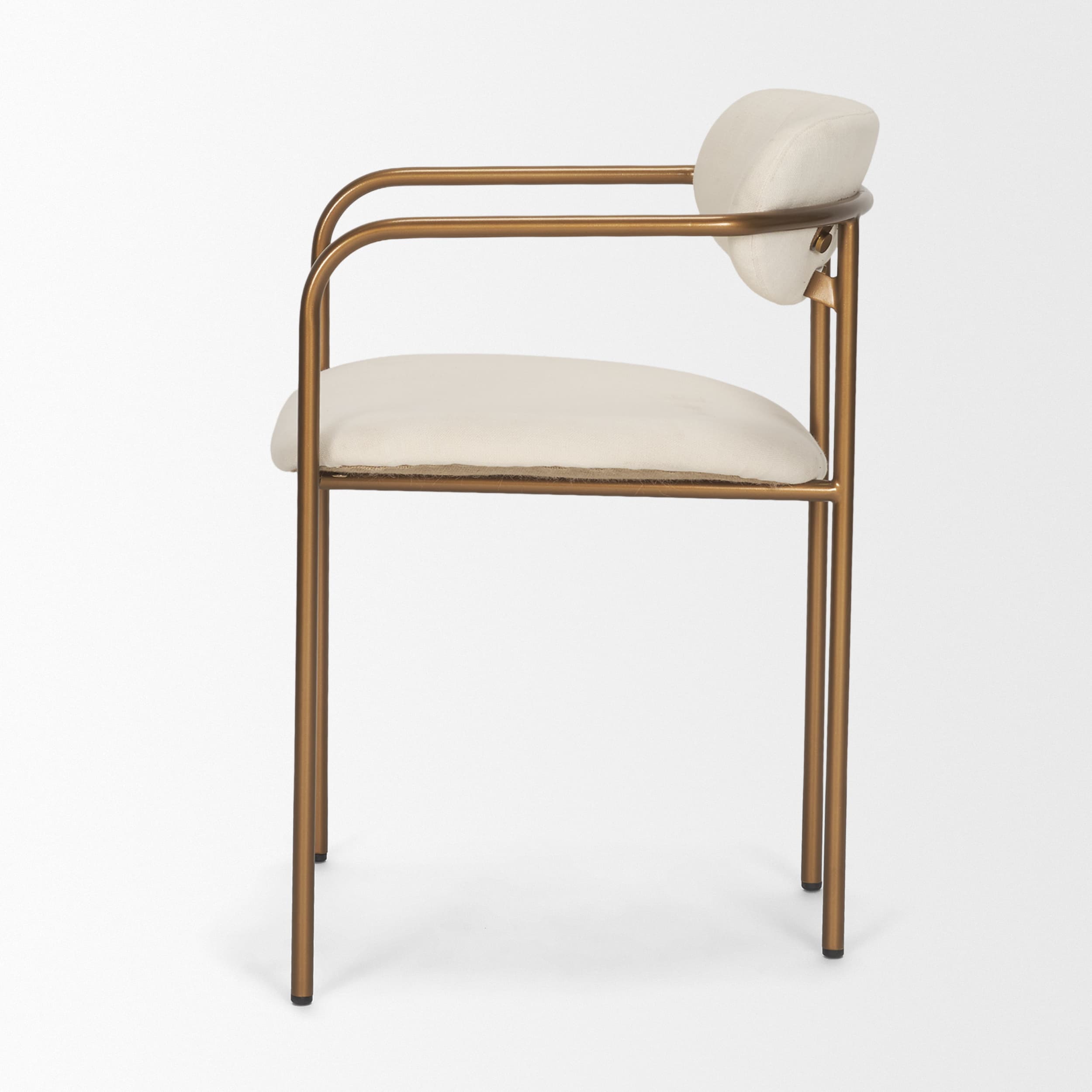 Parker Curved Back Dining Arm Chair | Cream Fabric w/ Gold Metal — product photograph