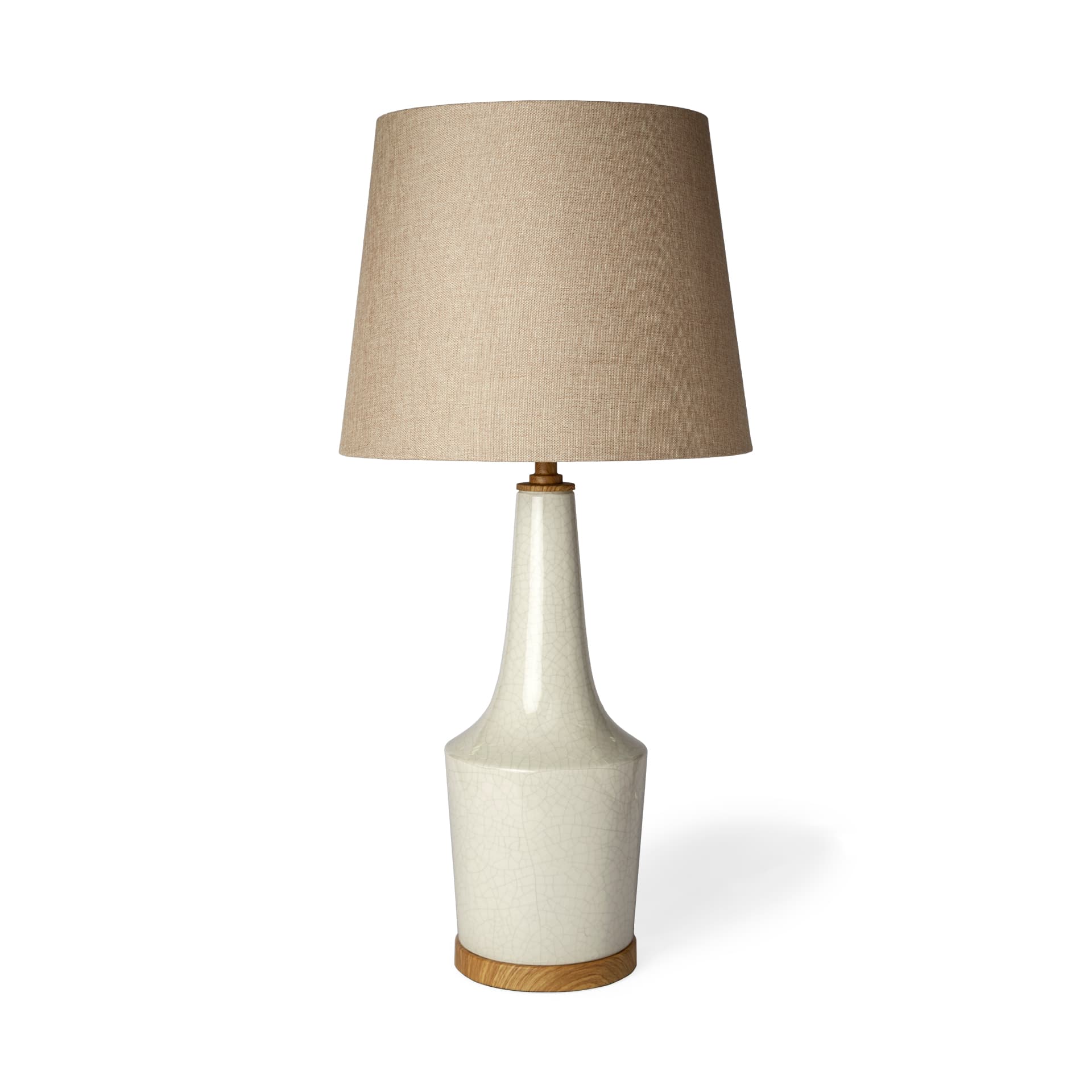 Rebecca (28.5"H) White Crackled Ceramic Base Wood Accent Table Lamp — product photograph