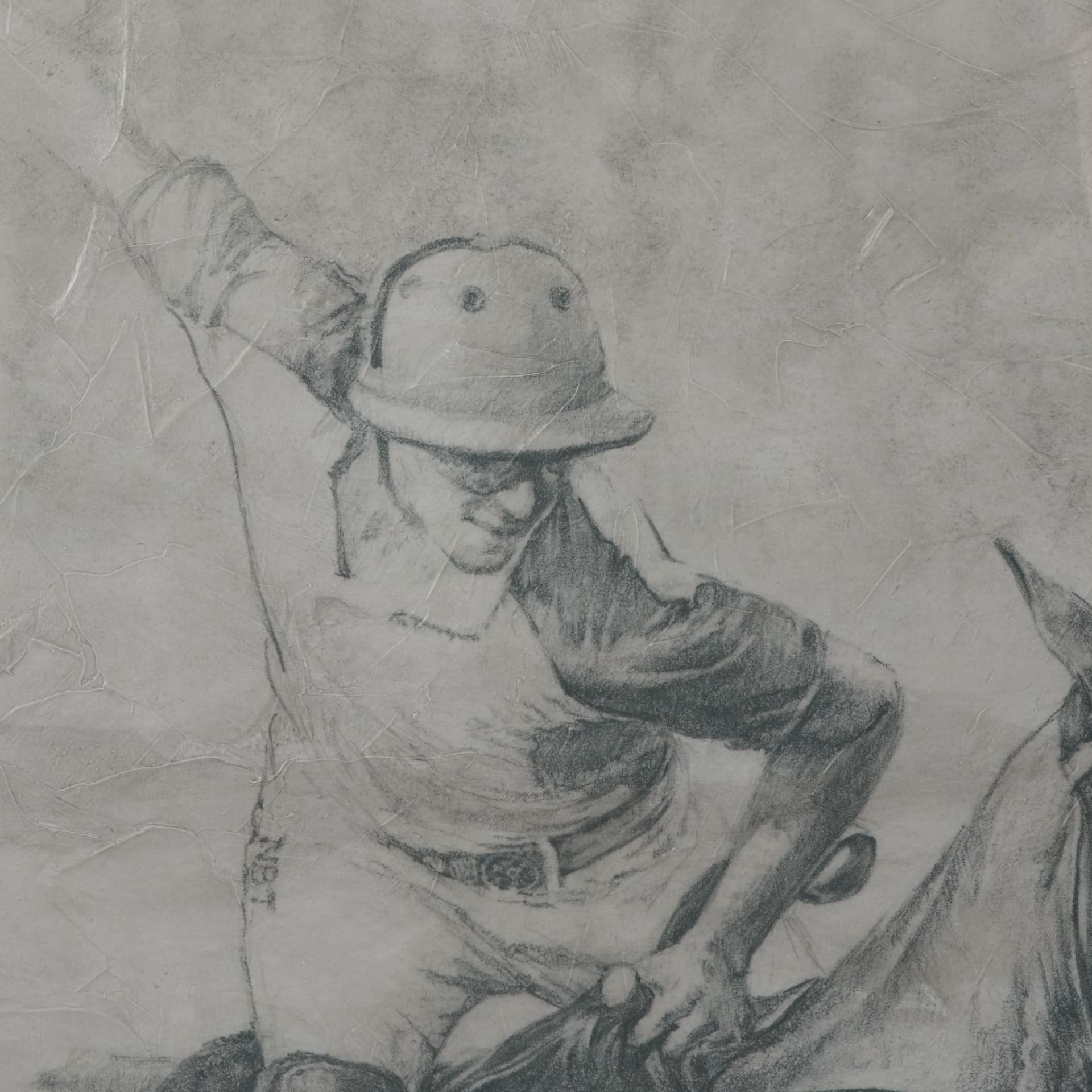 Polo Player I by Mercana Studio a Hand Embellished Textured Framed Art Print Matted under Glass — product photograph