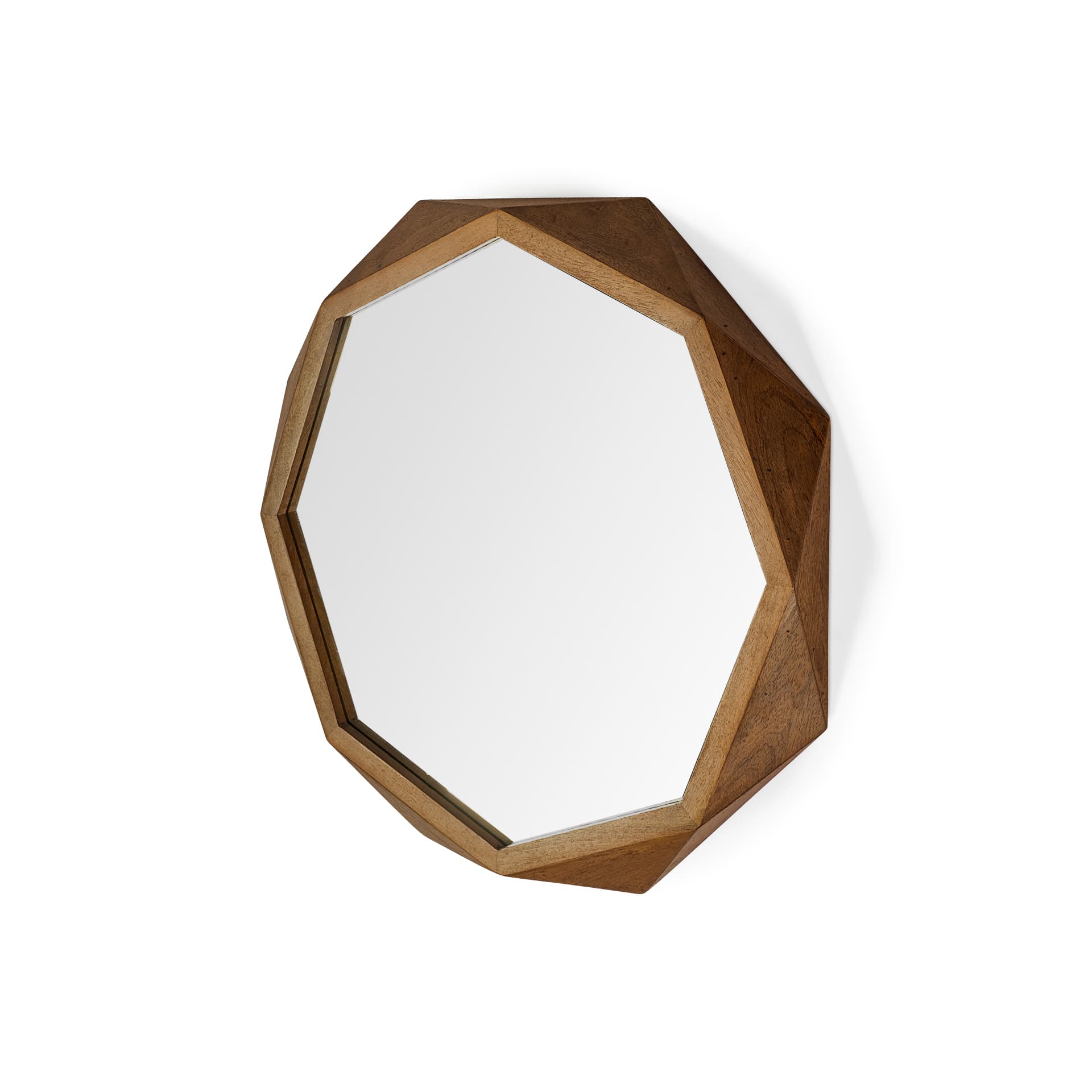 Aramis I 32" Octagon Brown Wood Frame Wall Mirror — product photograph