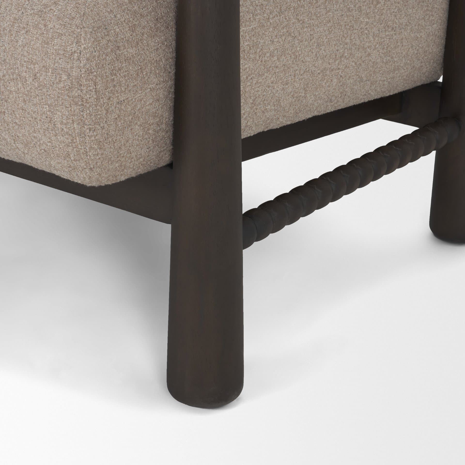 Willmar Textured Mushroom Gray Fabric Espresso Brown Wood Accent Lounge Chair — product photograph