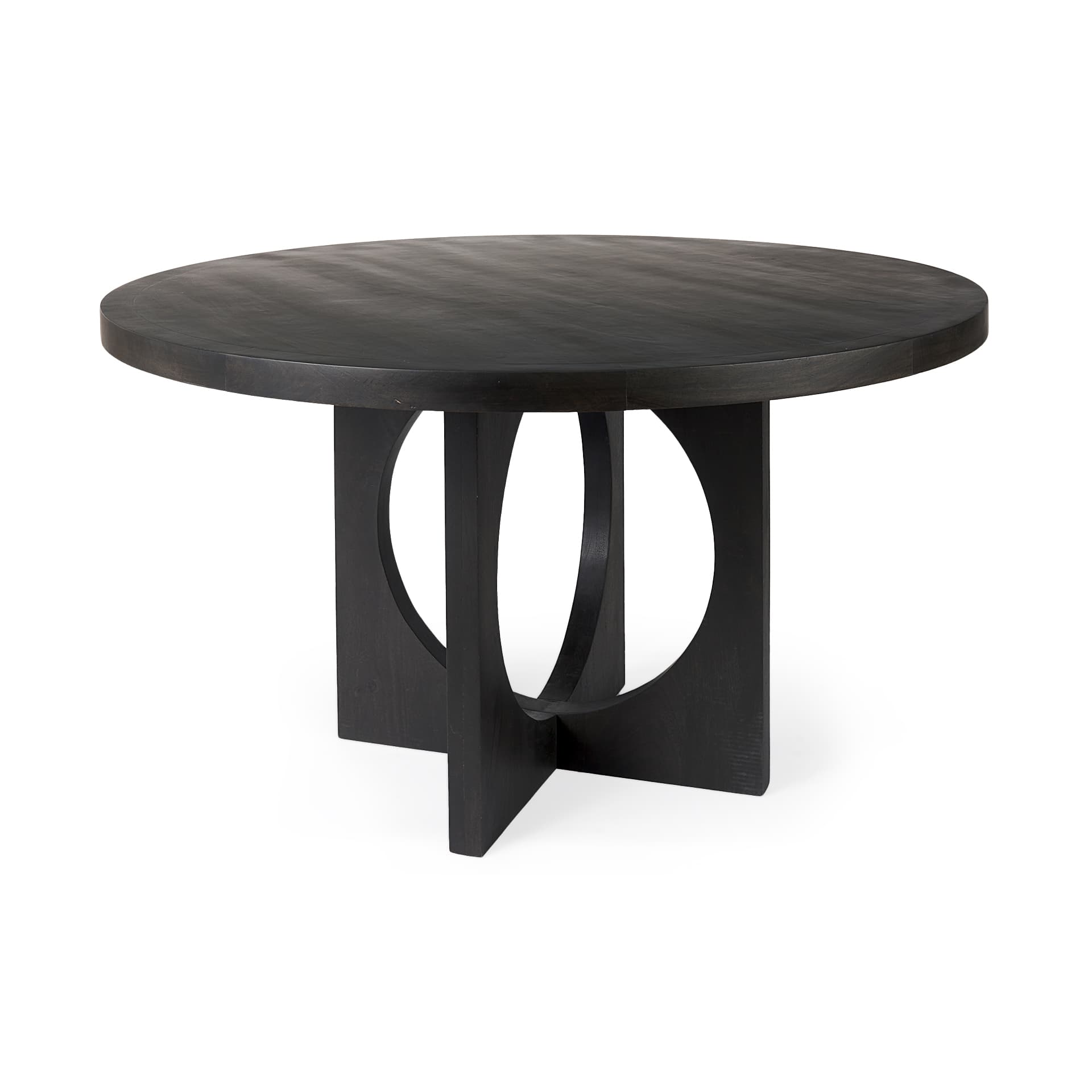 Liesl 54" Round Pedestal Dining Table | Modern | Black Wood | Seats 6 — product photograph