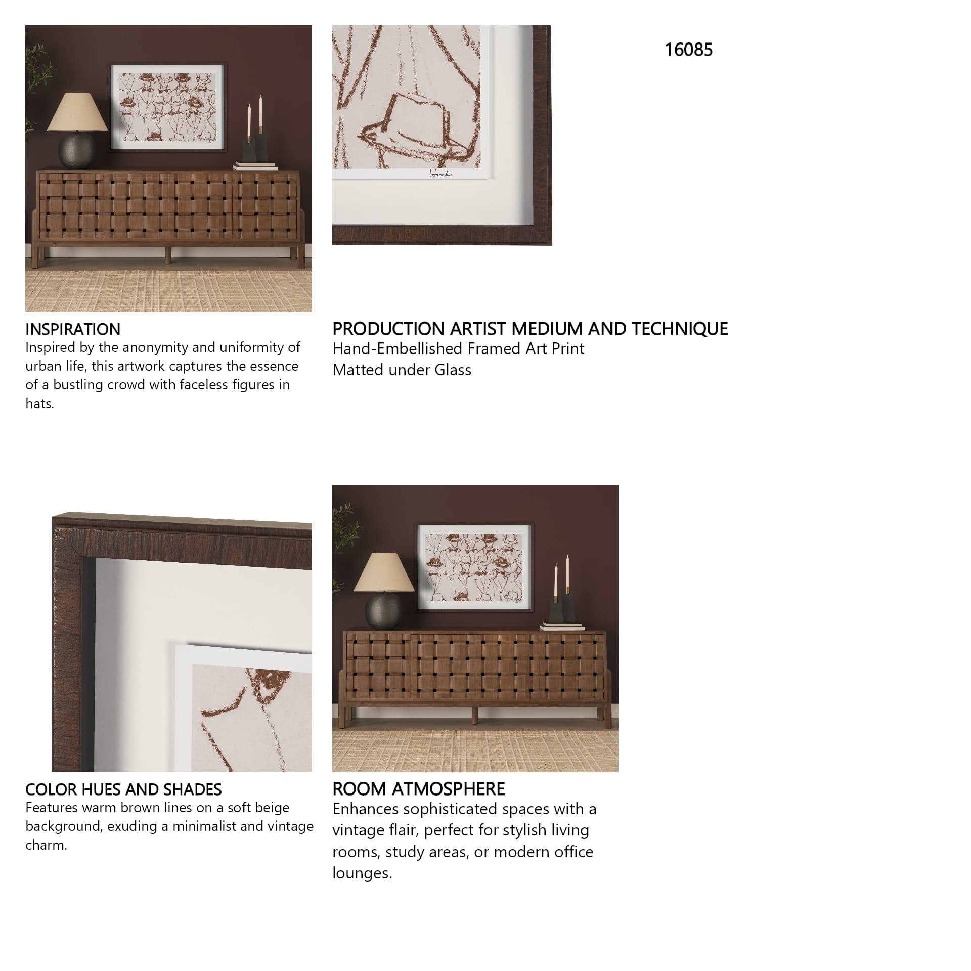 Bow Ties by Mercana Studio Hand-Embellished Framed Artwork Matted under Glass — in a styled room