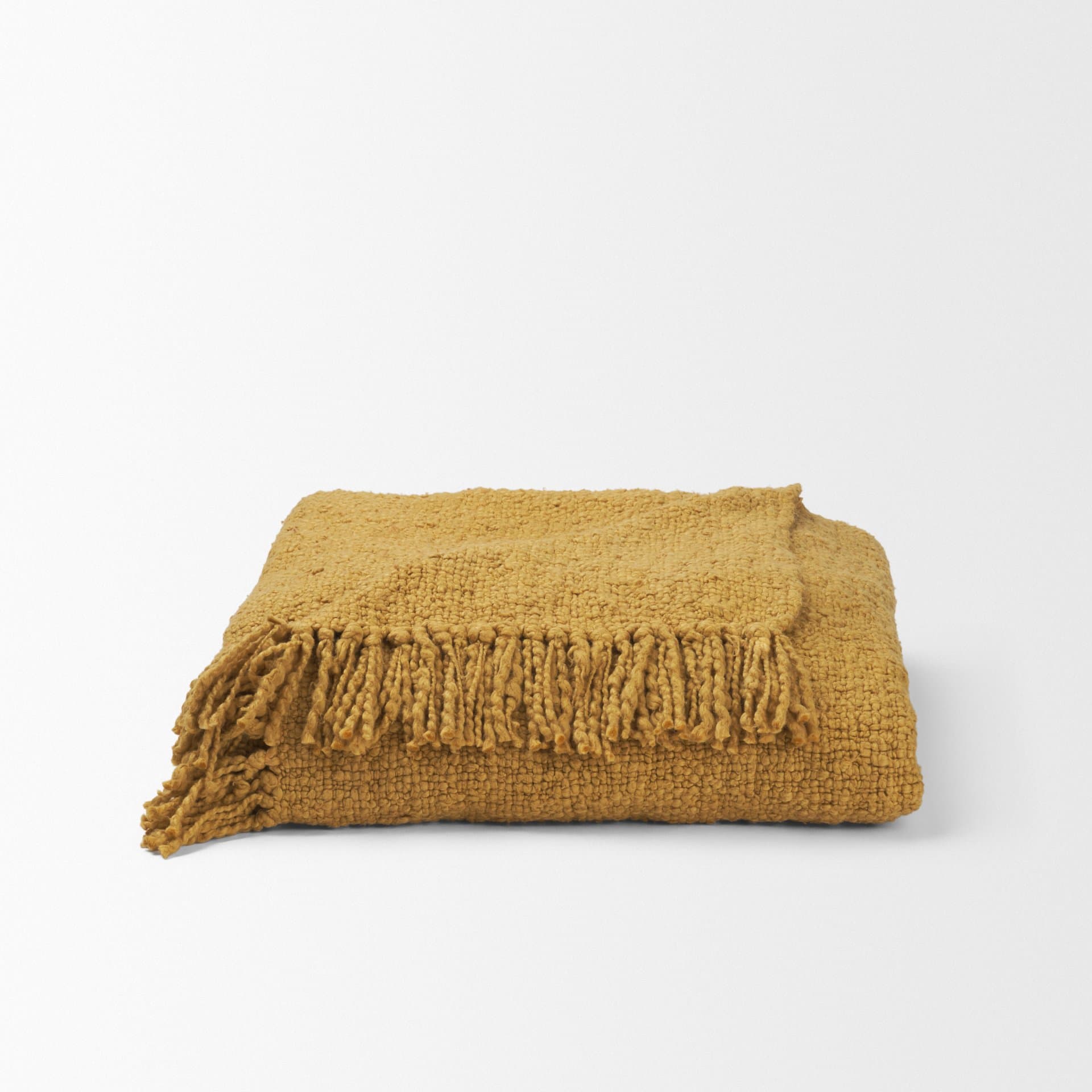 Kambal Mustard Woven Cotton Throw Blanket — product photograph