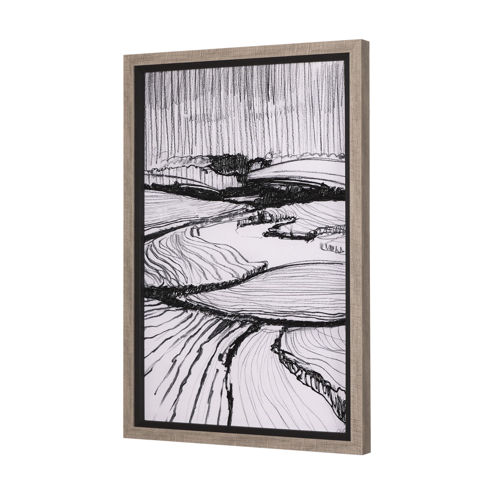 Rural Sketch-I by Mercana Studio a Hand Embellished Textured Framed Art Print — product photograph