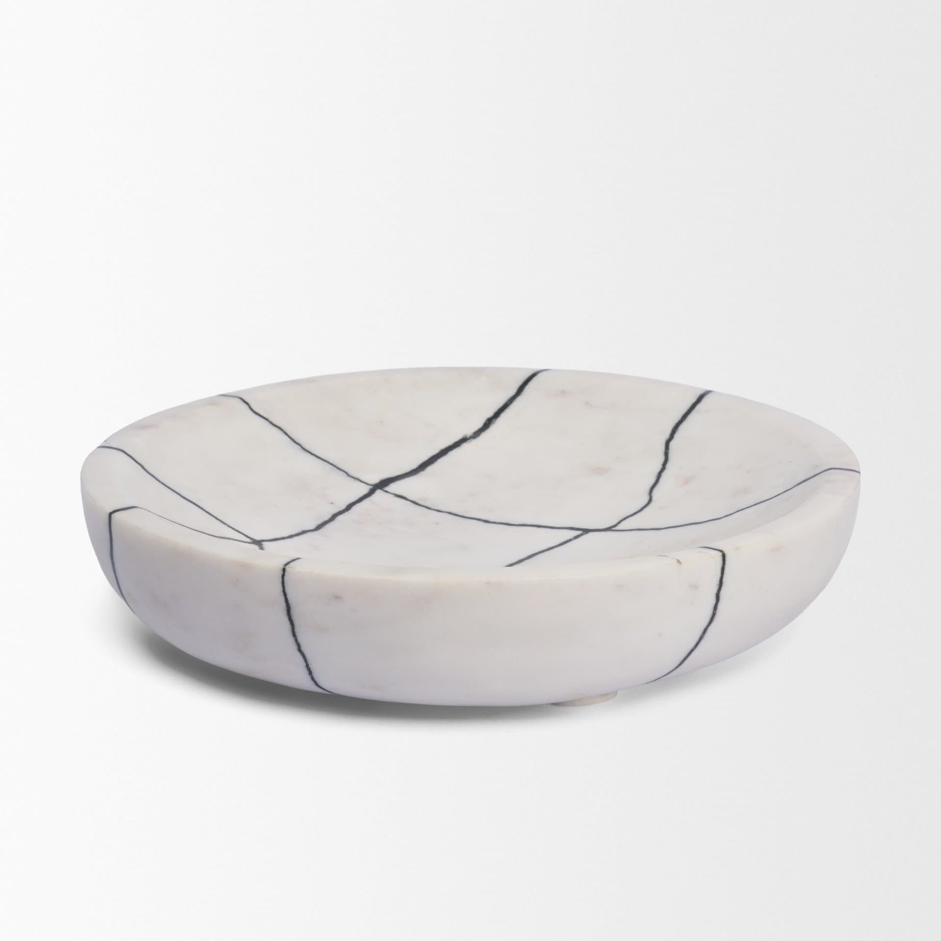 Sintessi Round White Marble Decorative Bowl — product photograph