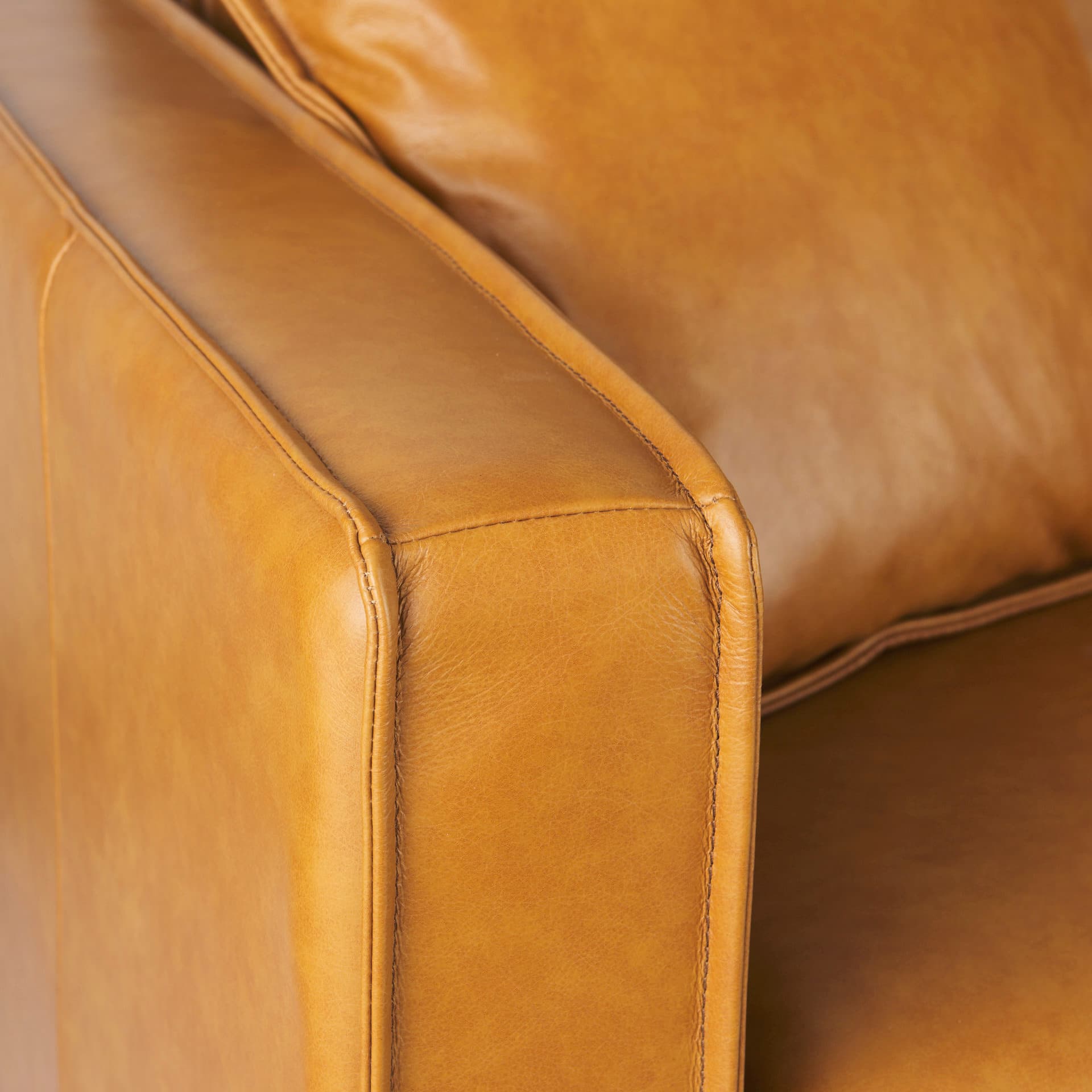 D'Arcy 88.0L x 37.0W x 34.0H Tan Leather Sofa — product photograph