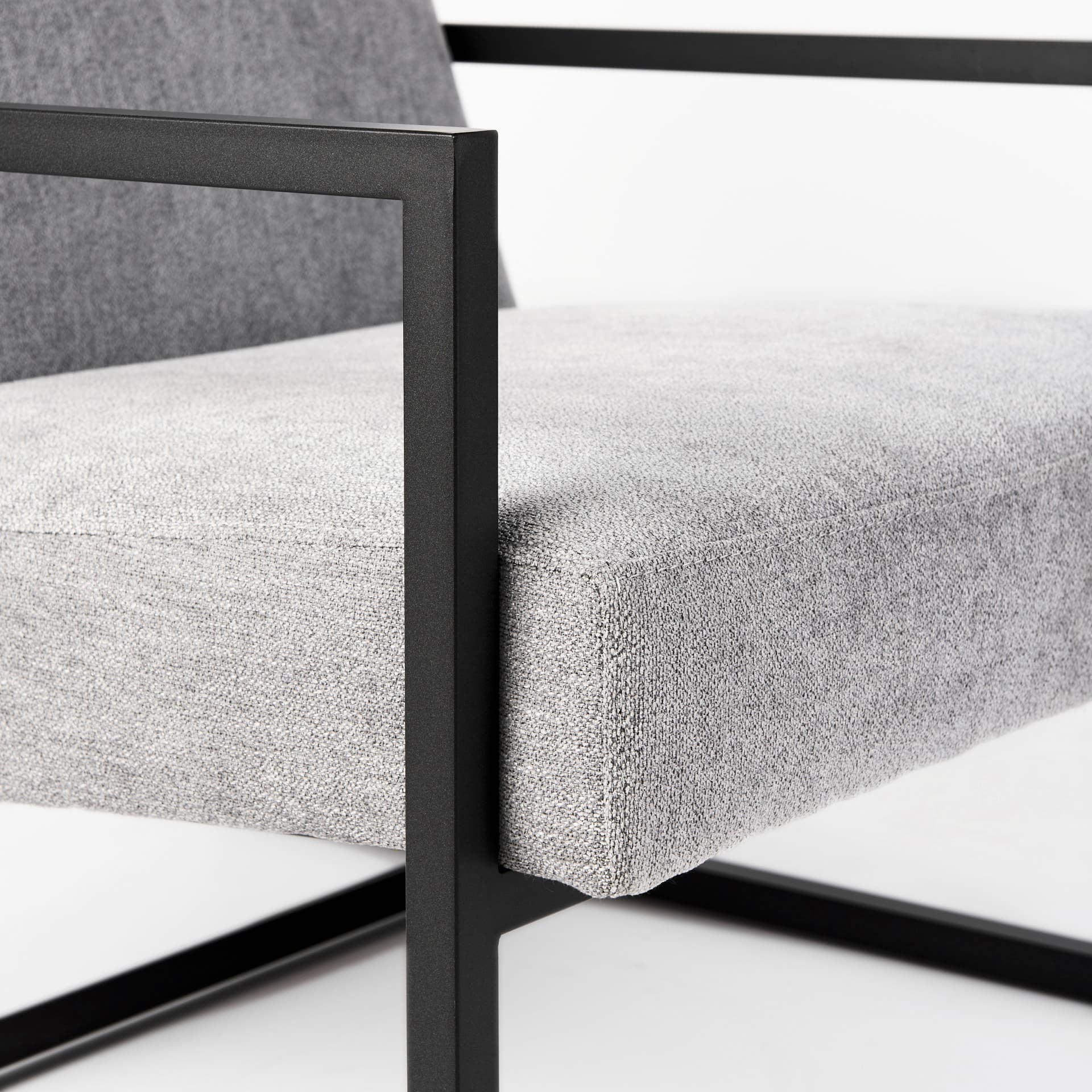 Armelle Gray Fabric Seat W/Black Metal Frame Accent Chair — product photograph