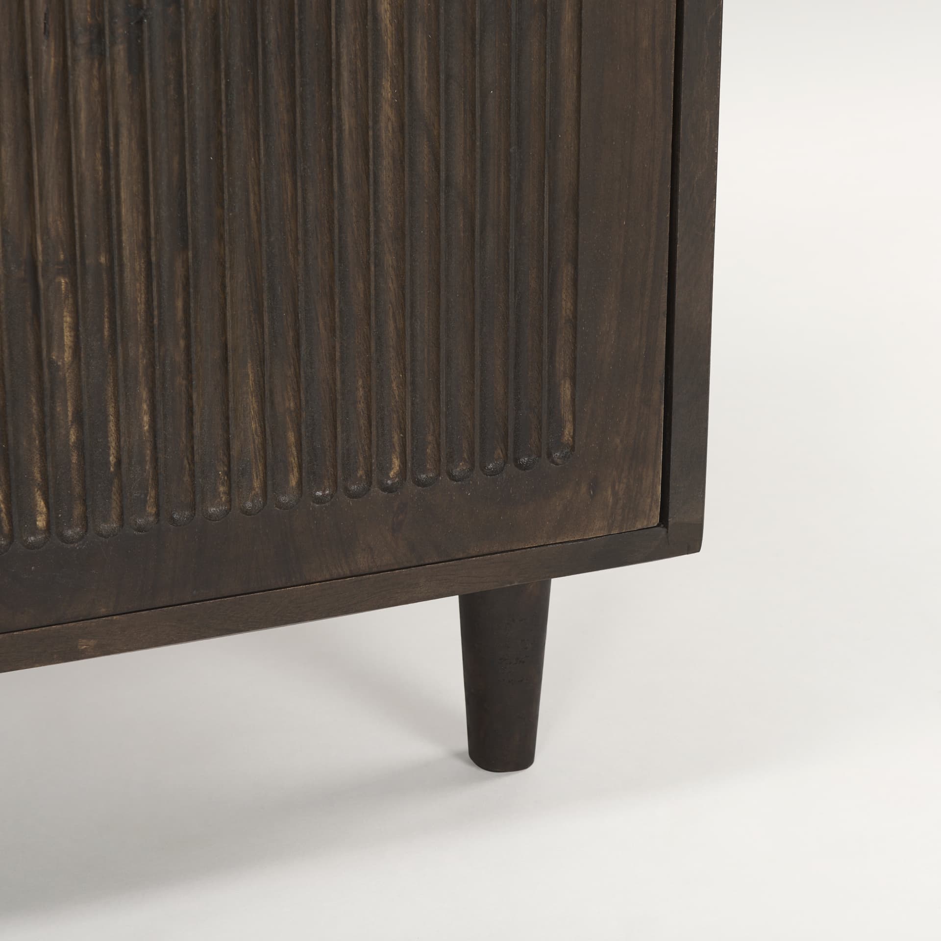 Tucker Dark Brown Wood w/ Carved Arch Pattern 2 Door Cabinet — product photograph