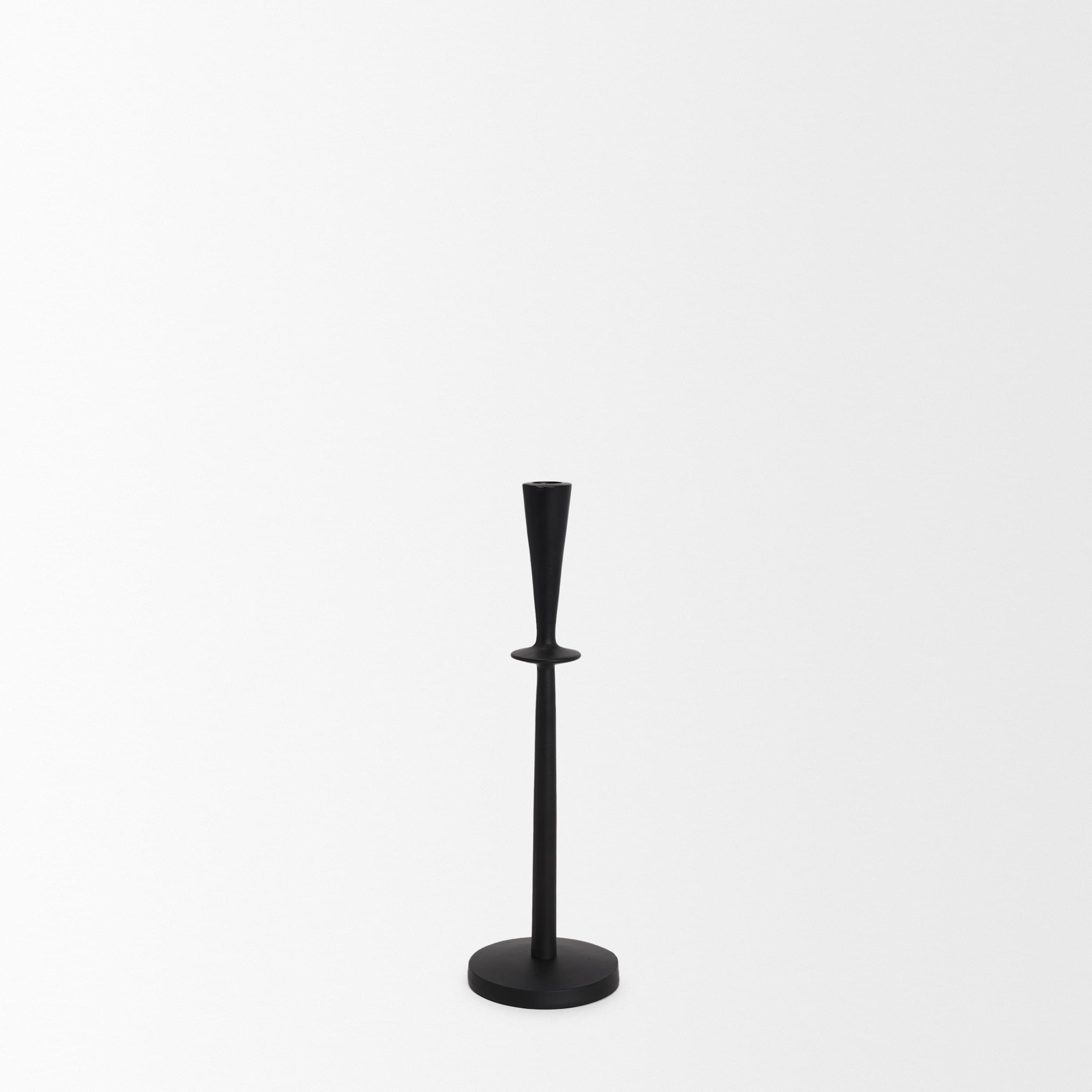 Qwin Matte Black Cast Aluminum Tall Candle Holder — product photograph
