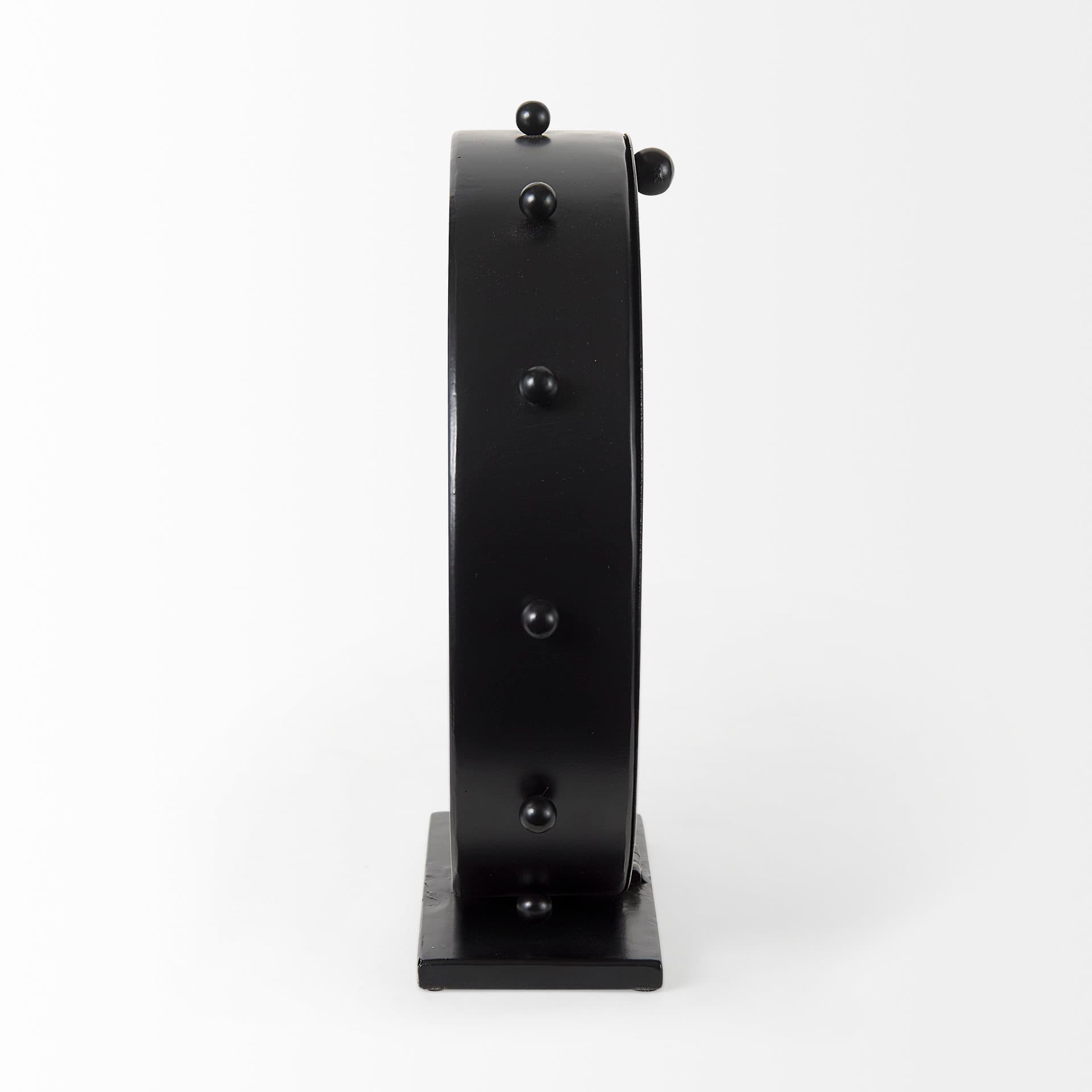 Marian 11.0L x 3.1W x 11.0H Black Studded Round Table Clock — product photograph