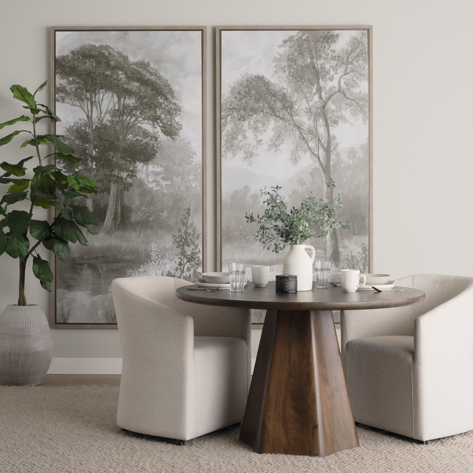 Forest Morning II by Mercana Studio a Hand Embellished Textured Framed Canvas — in a styled room