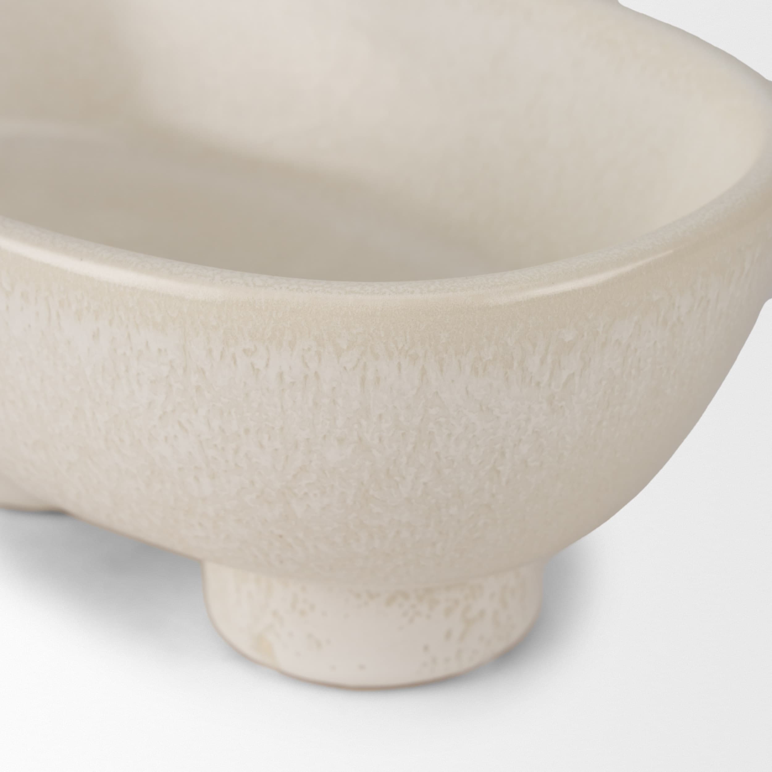 Tyren Cream Glazed Decorative Oblong Ceramic Bowl — product photograph