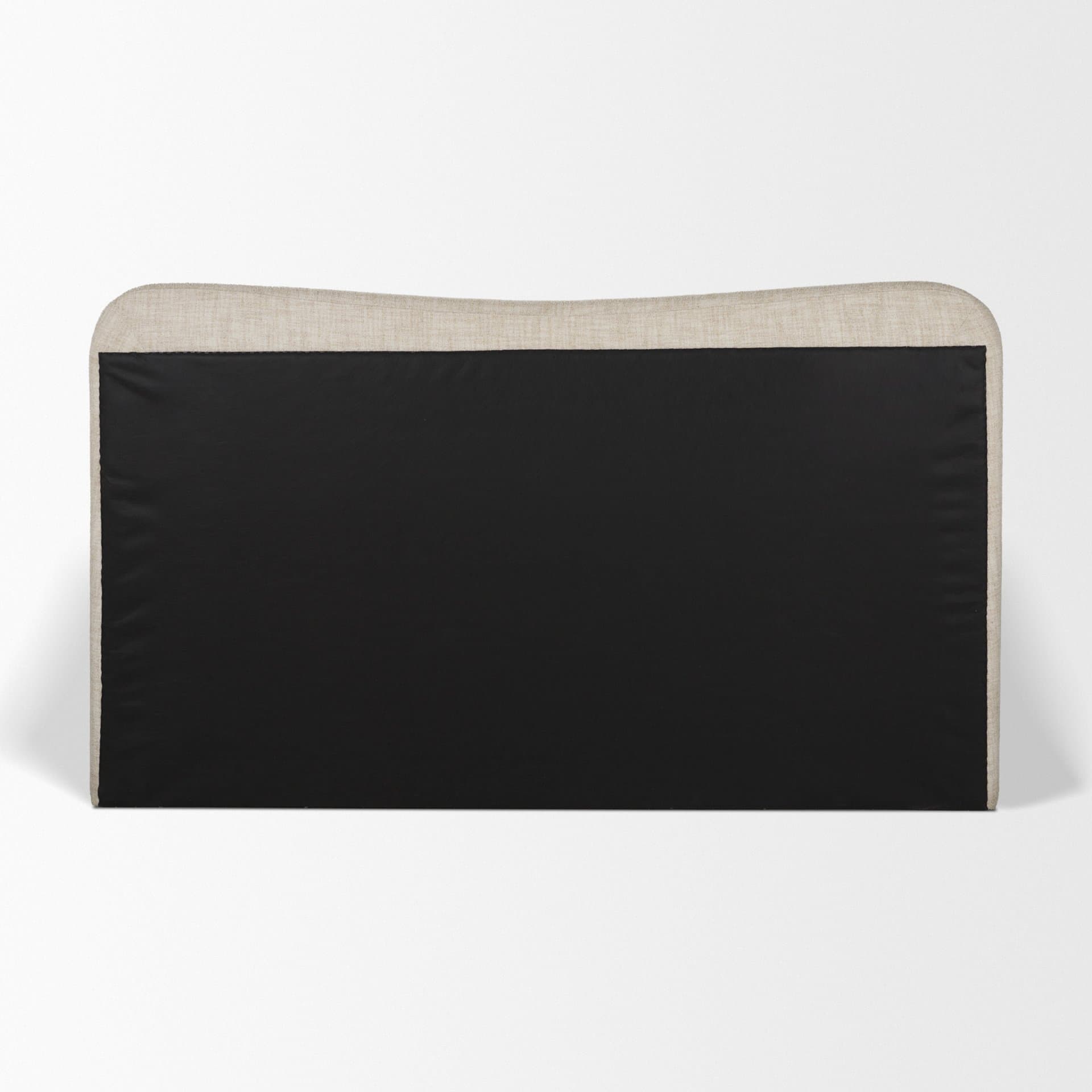 Solene King Upholstered Bedframe w/ Footbed | Curved Headboard | Oatmeal Fabric — product photograph
