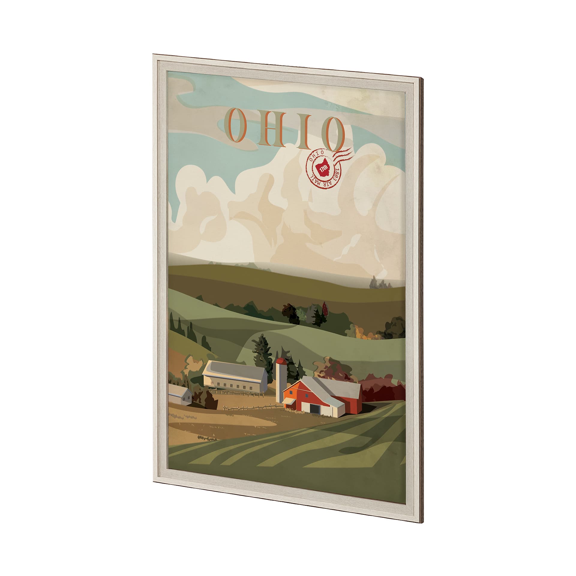 Ohio Go USA (XL) by Mercana Studio a Hand Embellished Decograph Framed Art Print under Glass — product photograph