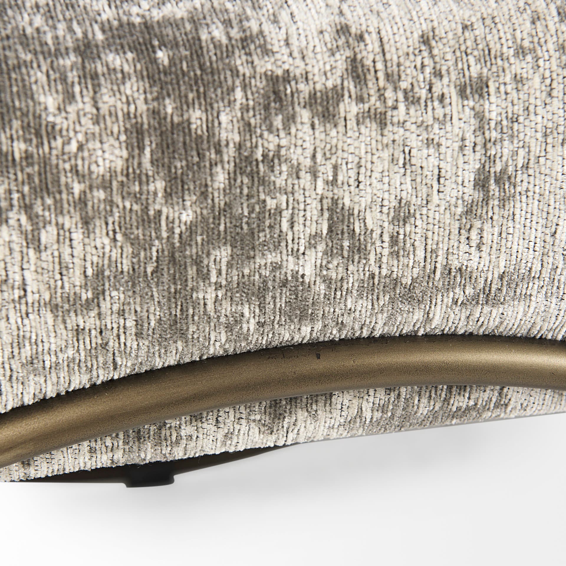 Ayla 55L x 17.6W x 18H Light and Dark Gray Fabric Seat W/ Antique Gold Metal Frame Bench — product photograph