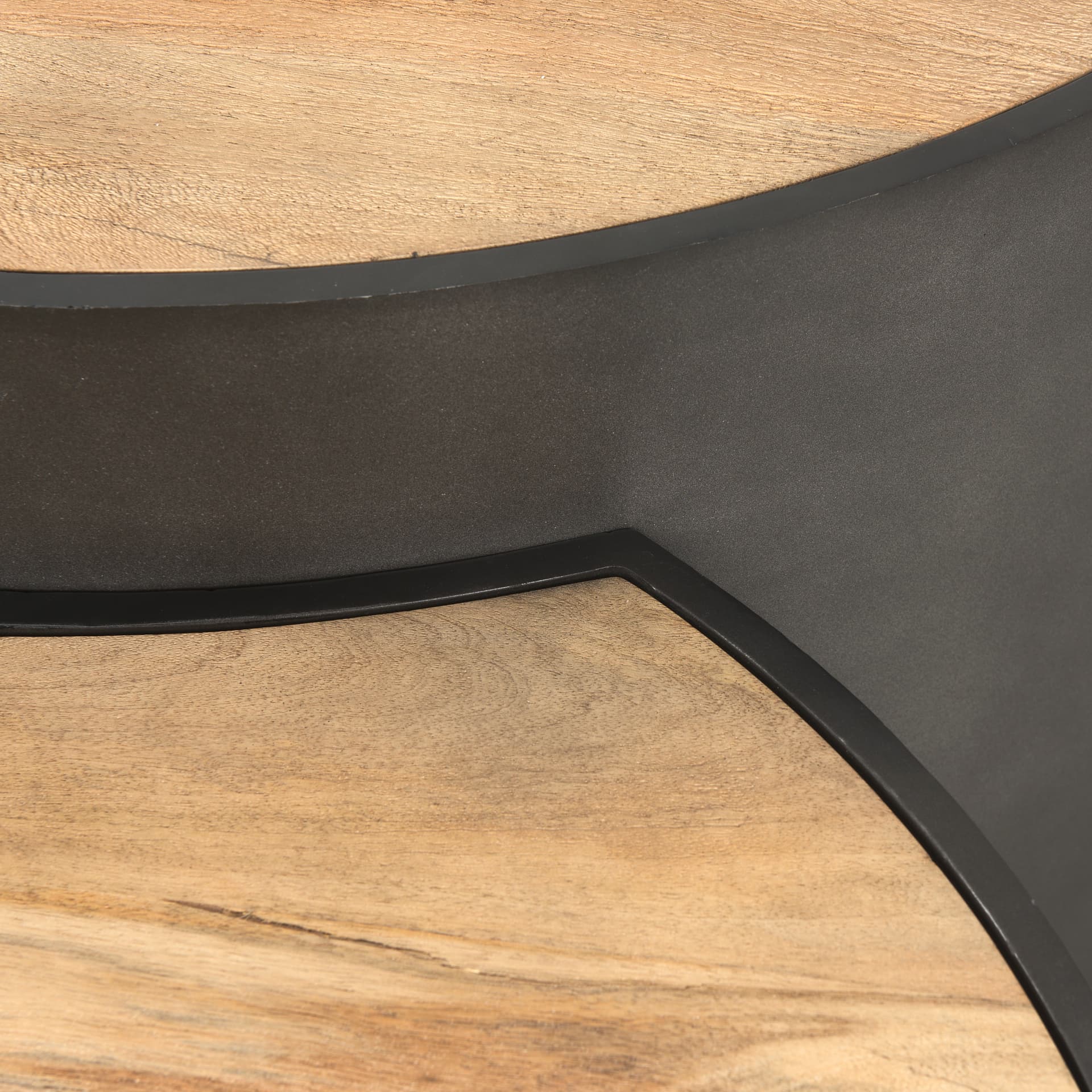 Eclipse Gunmetal Gray Drum Base w/ Brown Wood Top Nested Coffee Table — product photograph