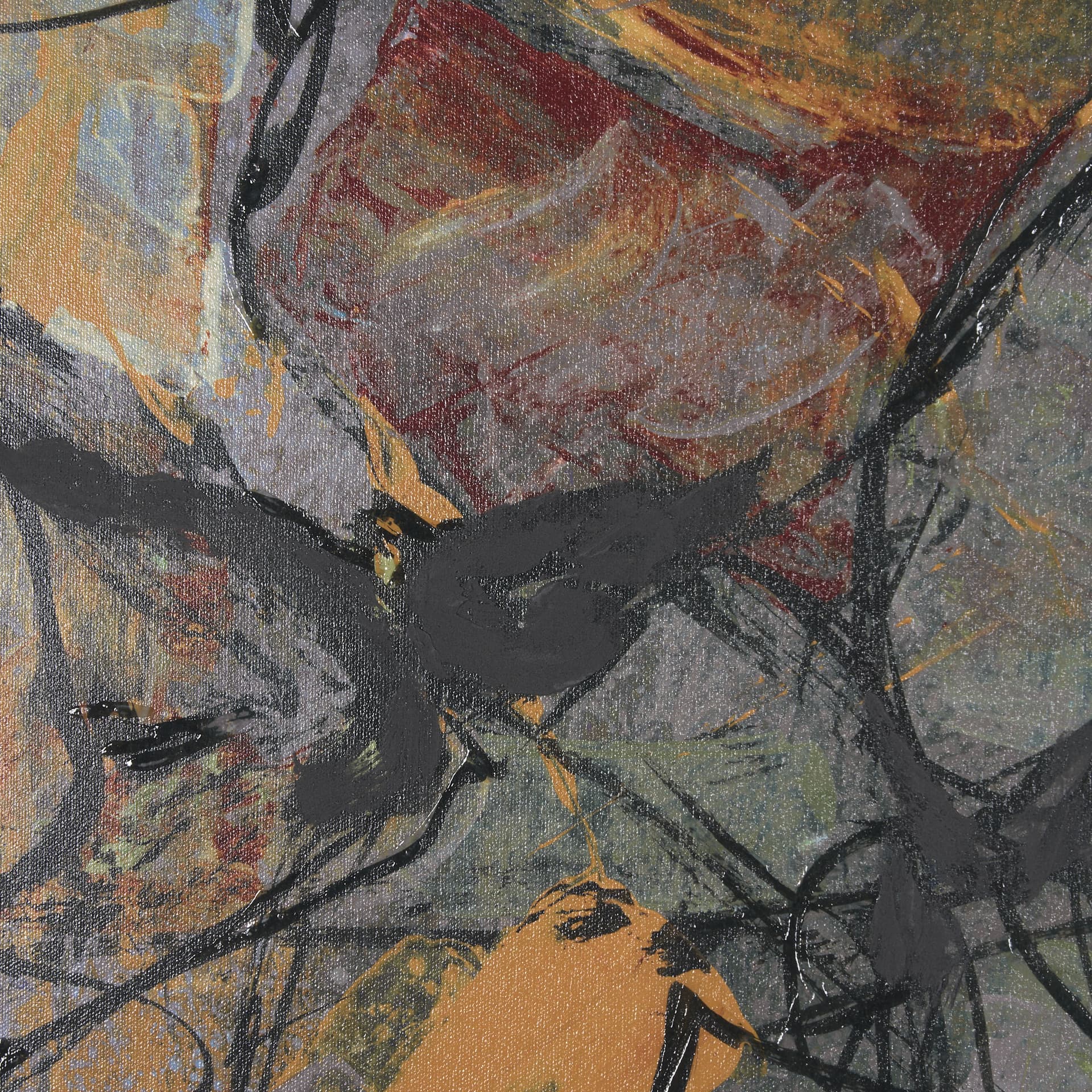 Happenings II by Mercana Studio a Hand Embellished Textured Framed Art Print Matted under Glass — product photograph