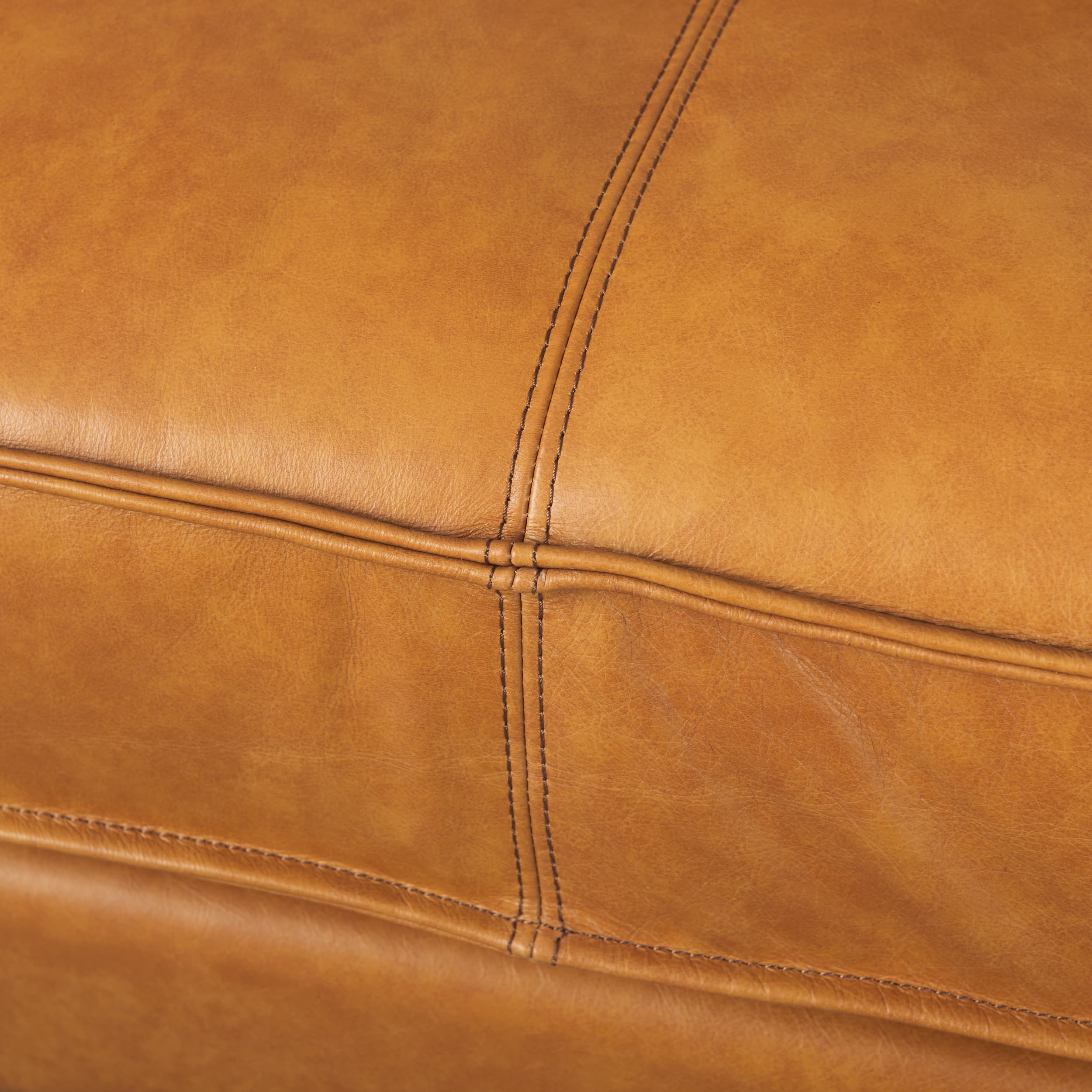 D'Arcy 111"L x 70"D x 33"H Tan Leather Left Chaise Sectional — product photograph