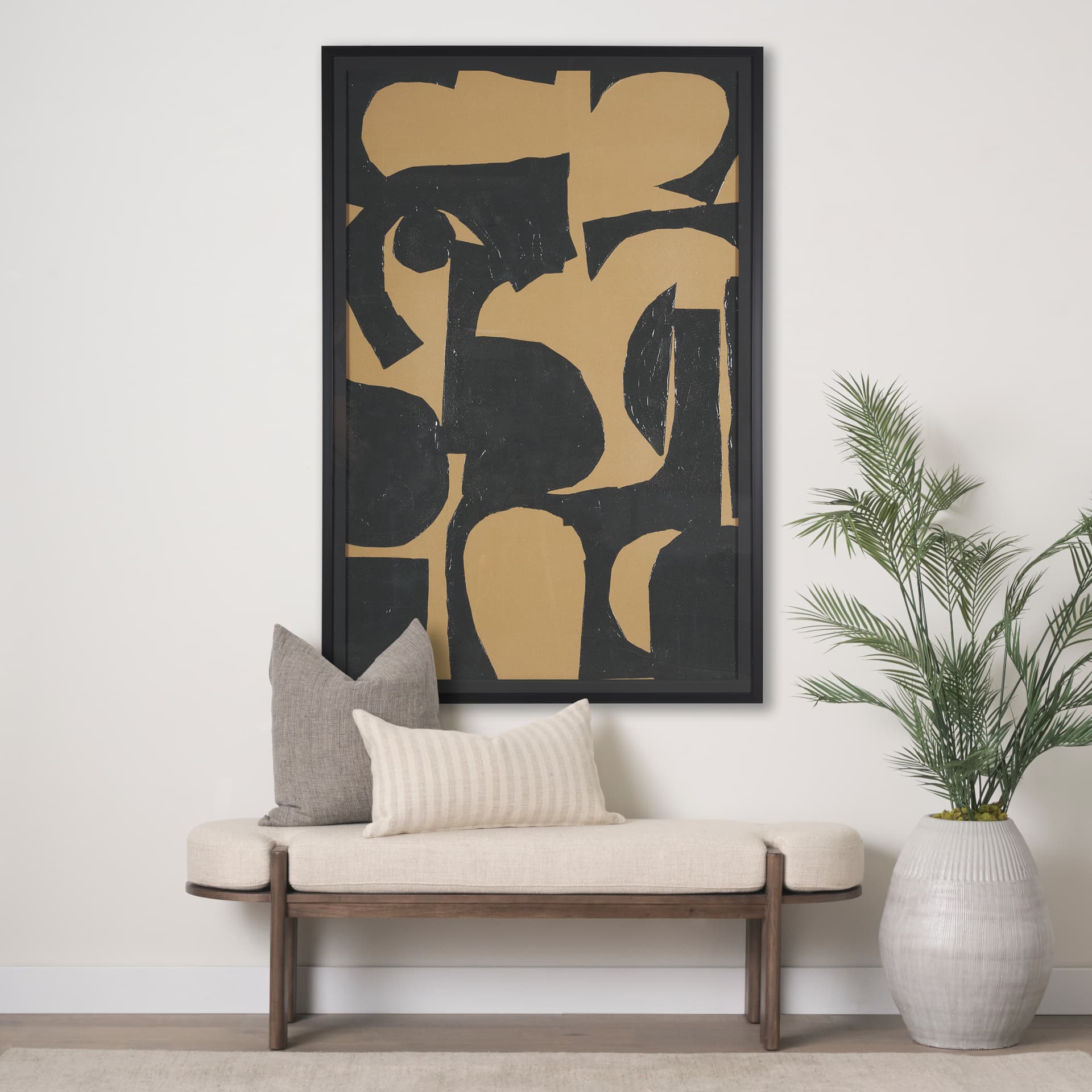 Kaldow by Mercana Studio a Hand Embellished Textured Framed Art Print Matted under Glass — in a styled room