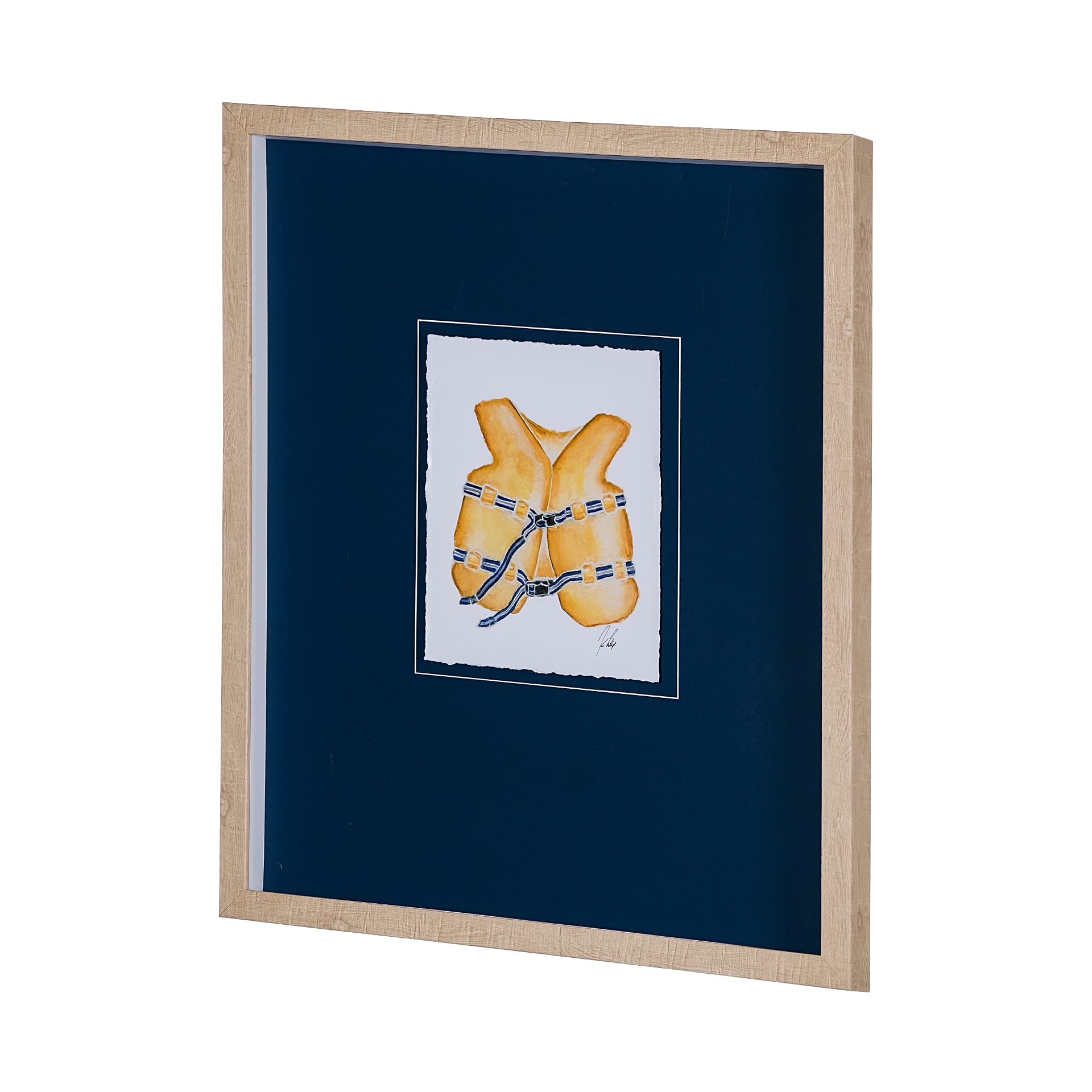 Lifejacket I by Mercana Studio a Hand Embellished Textured Framed Art Print Matted under Glass — product photograph