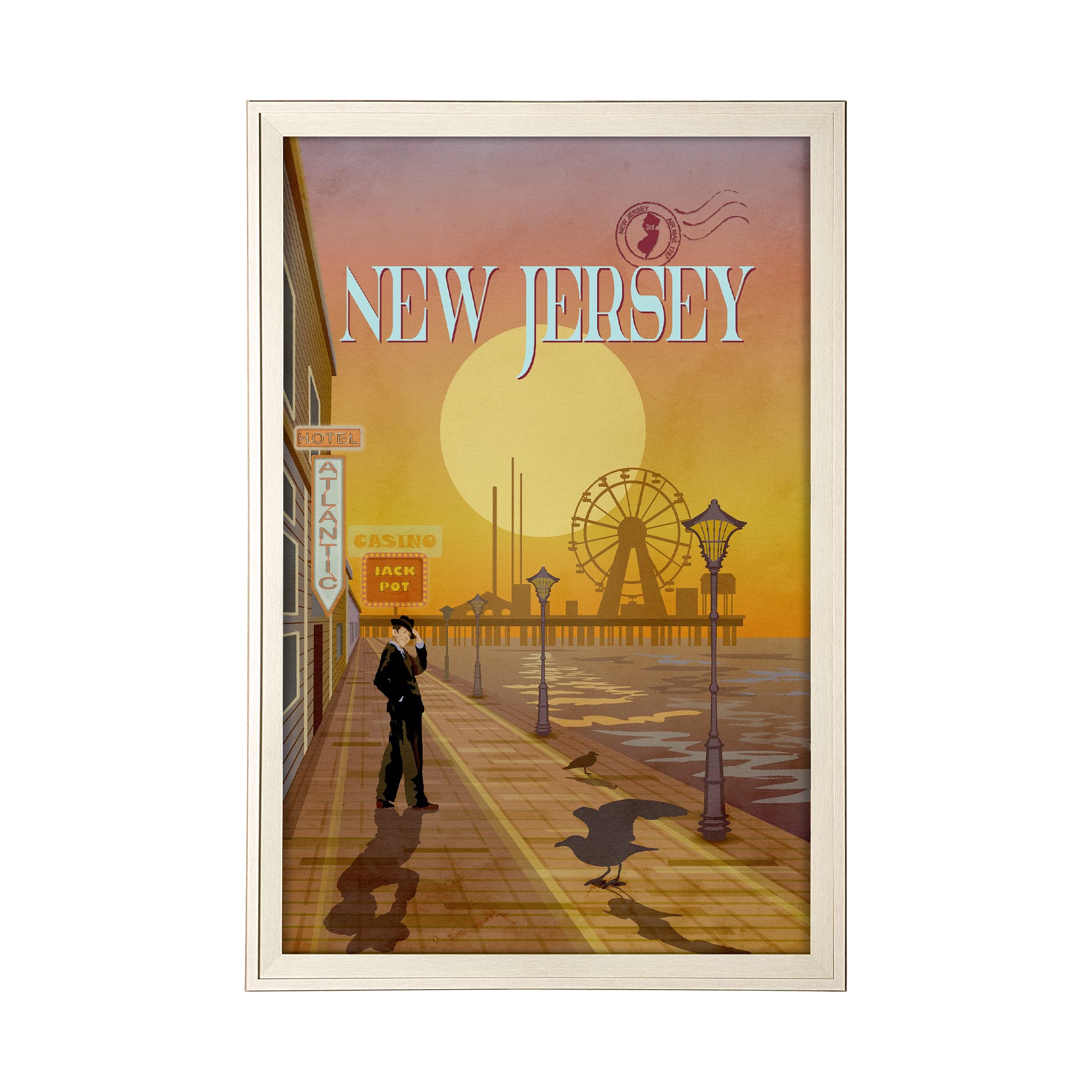 New Jersey Go USA (XL) by Mercana Studio a Hand Embellished Decograph Framed Art Print under Glass — product photograph
