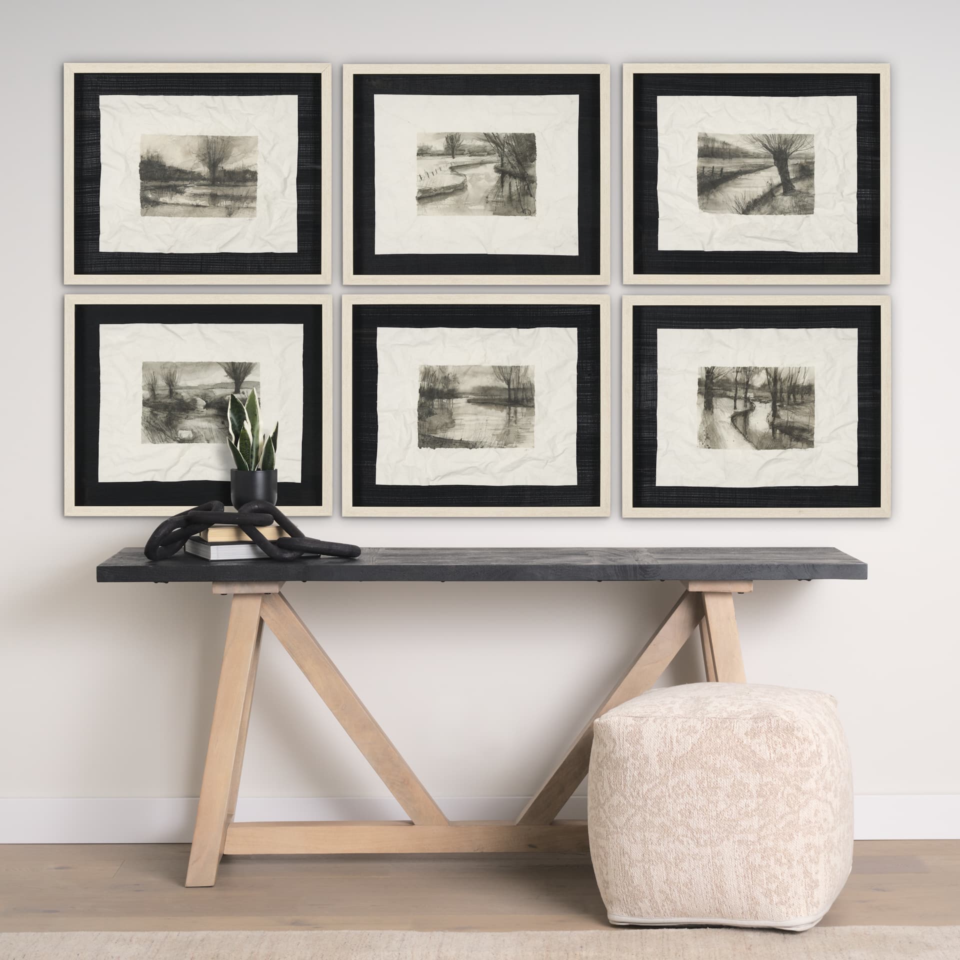 Before the Rain I by Mercana Studio a Hand Embelished Textured Framed Art Print Matted under Glass — in a styled room