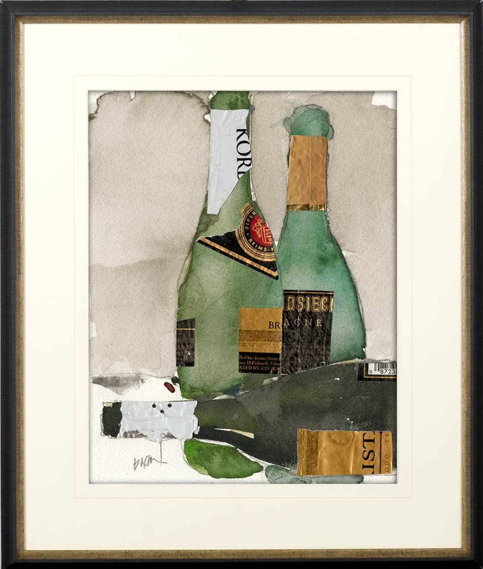 After the Bubbly II by Samuel Dixon a Hand Embellished Textured Framed Art Print Matted under Glass — product photograph
