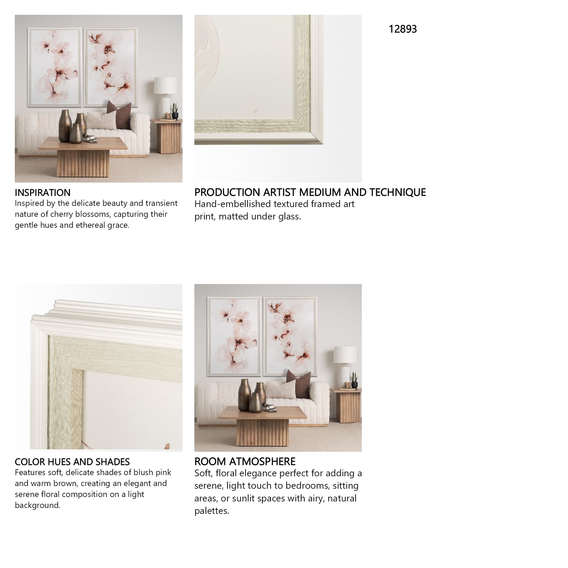 Watercolor Blossoms II by PI Studio a Hand Embellished Textured Framed Art Print Matted under Glass — in a styled room