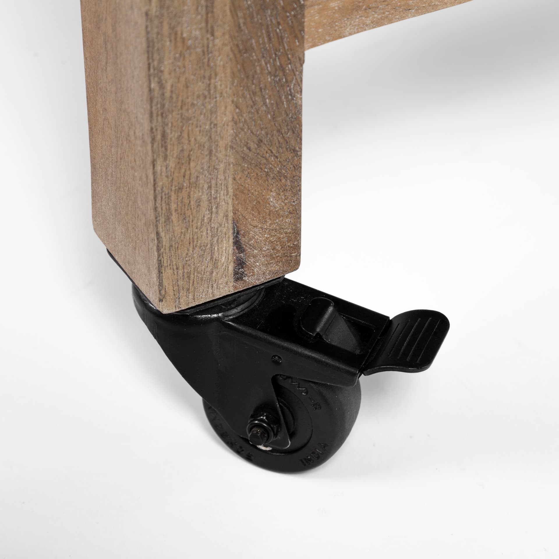Stuart I Brown Solid Wood Top Two-Tier Black Metal Rolling Kitchen Island — product photograph