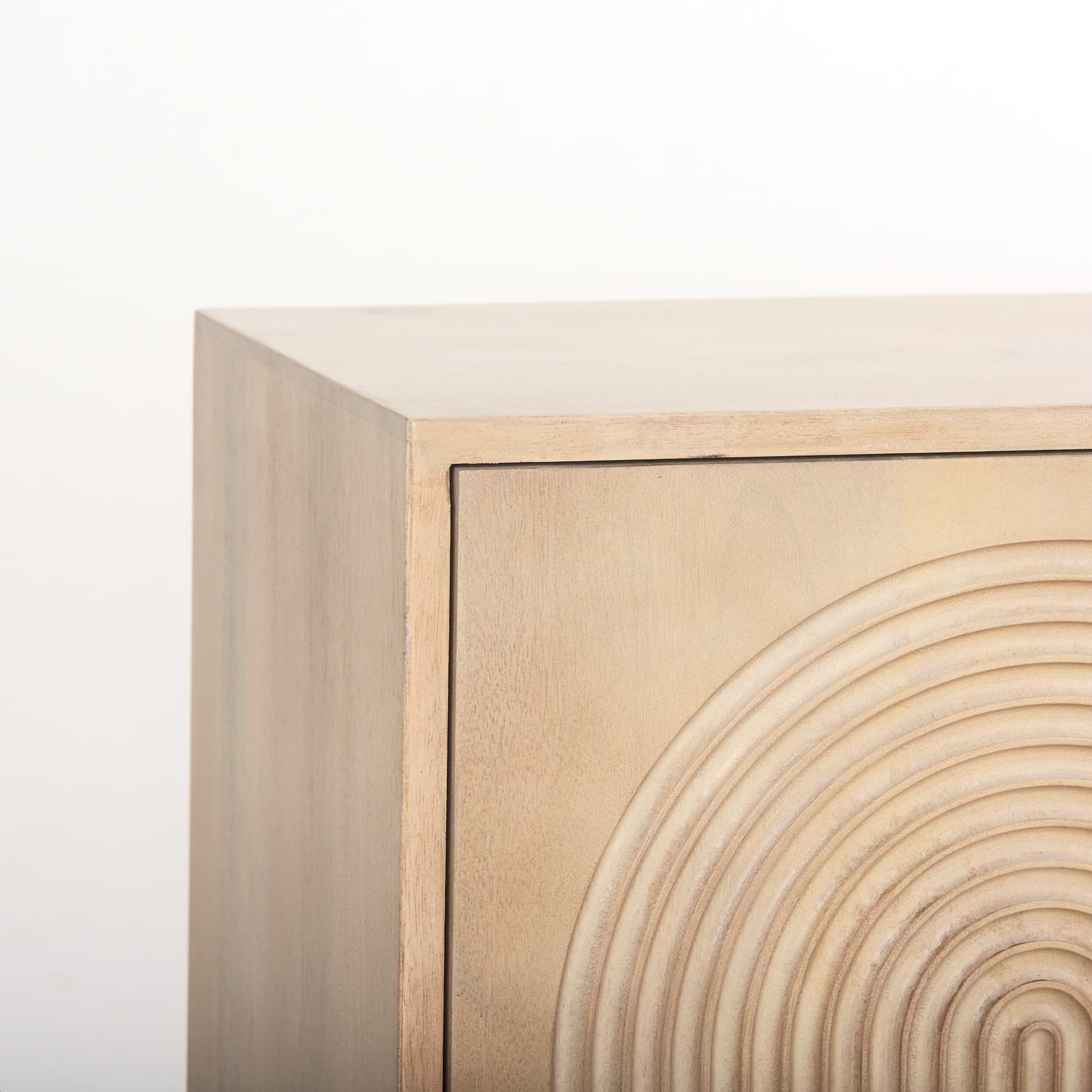 Tucker Light Brown Wood w/ Carved Arch Pattern 4 Door Sideboard — product photograph