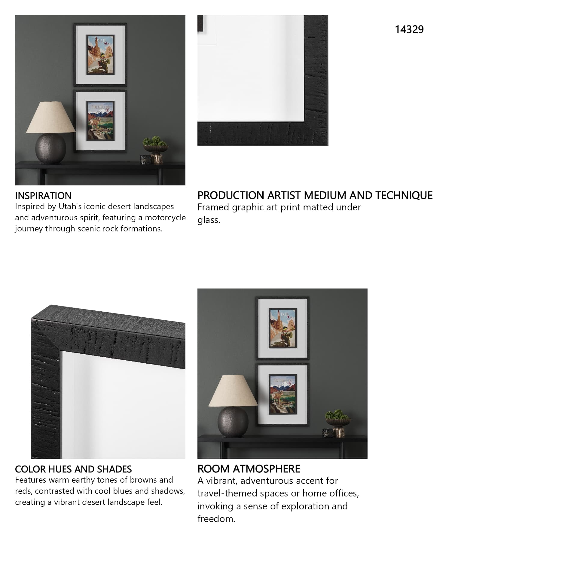 Utah Go USA (M) by Mercana Studio a Framed Art Print Matted under Glass — in a styled room