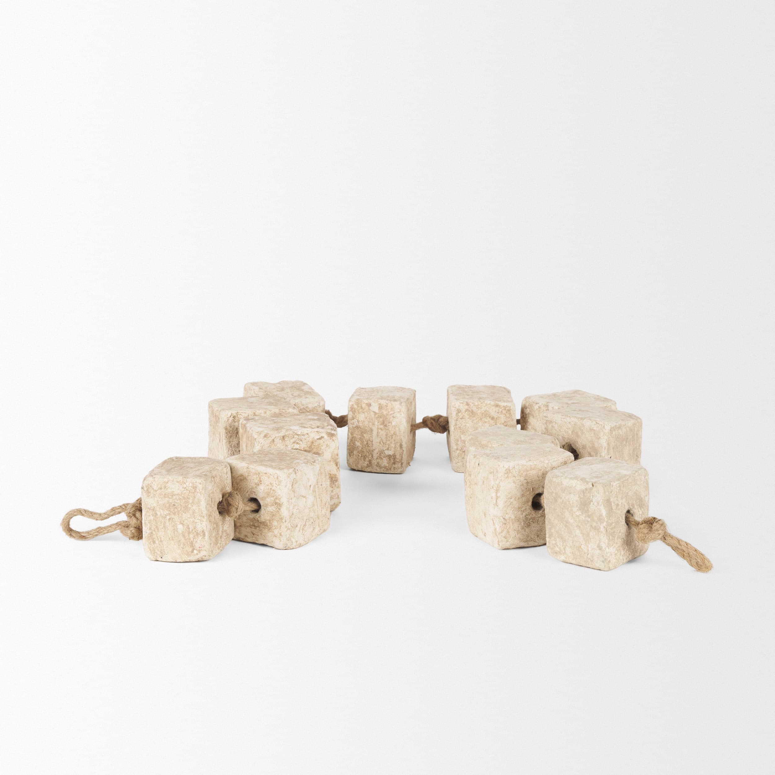 Mala Beige Paper Mache Cube Garland — product photograph