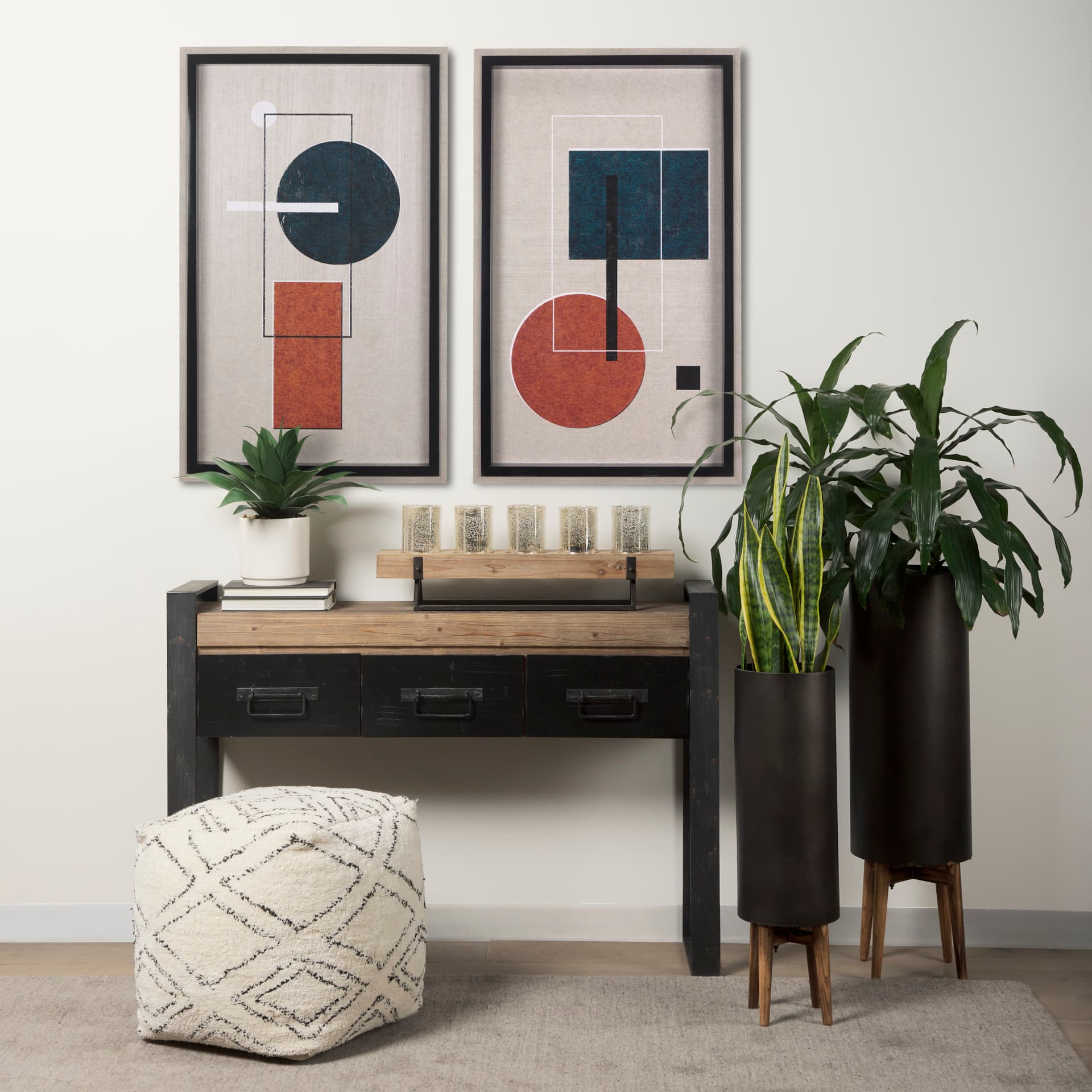Variants II by Mercana Studio a Hand Embellished Textured Framed Art Print — in a styled room