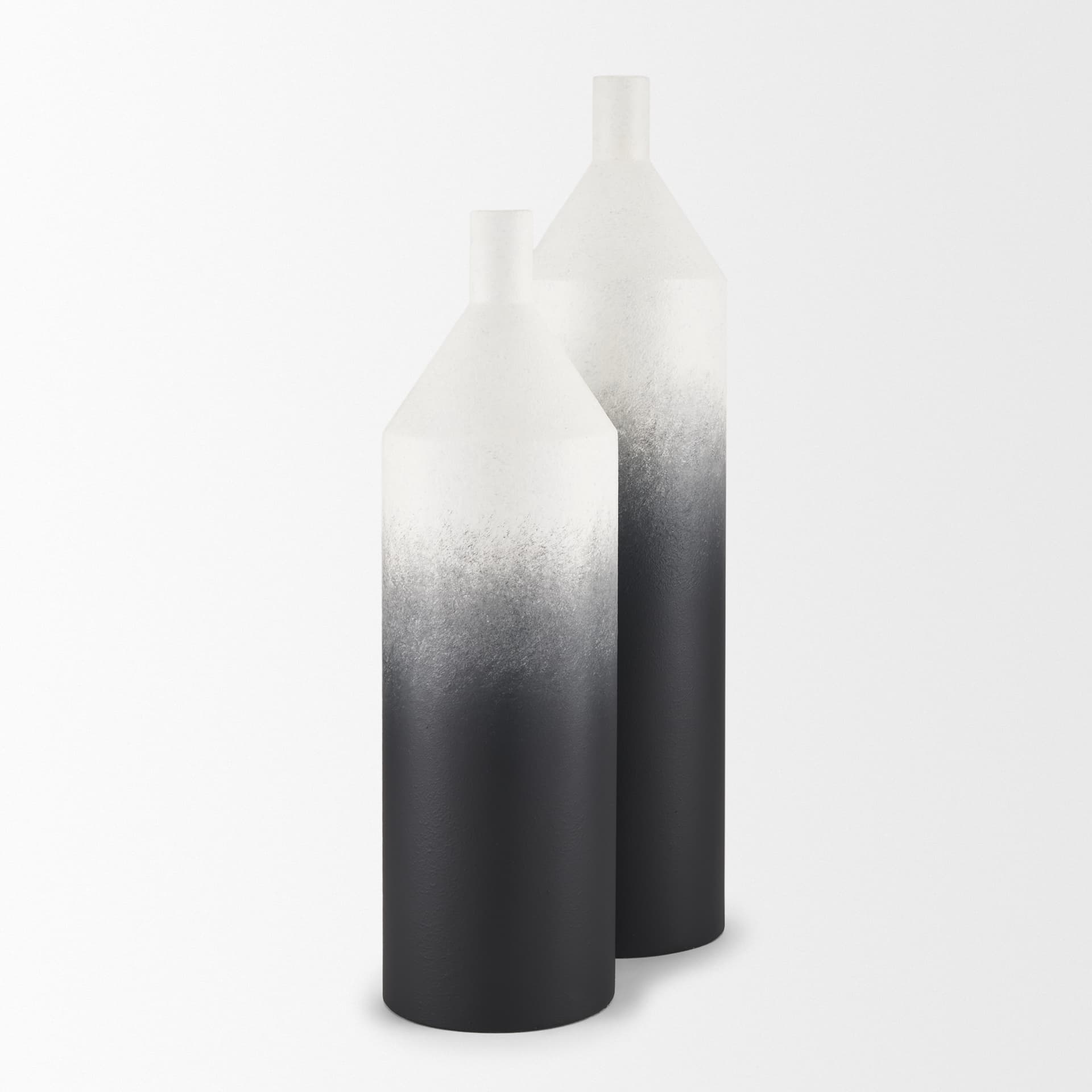Townley Small White w/ Black Ombre Metal Vase — product photograph