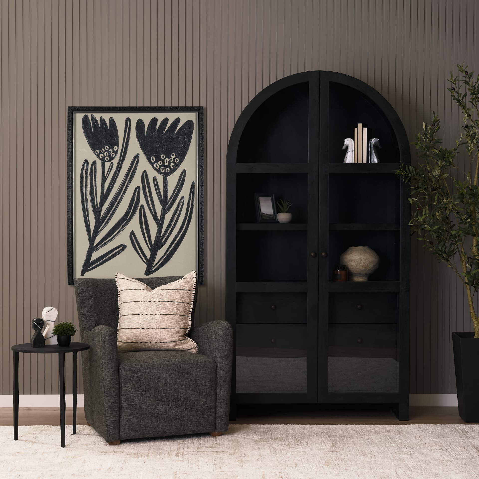 Simple Floral - Lively by Mercana Studio Hand Embellished Framed Art Photo Matted under Glass — product photograph