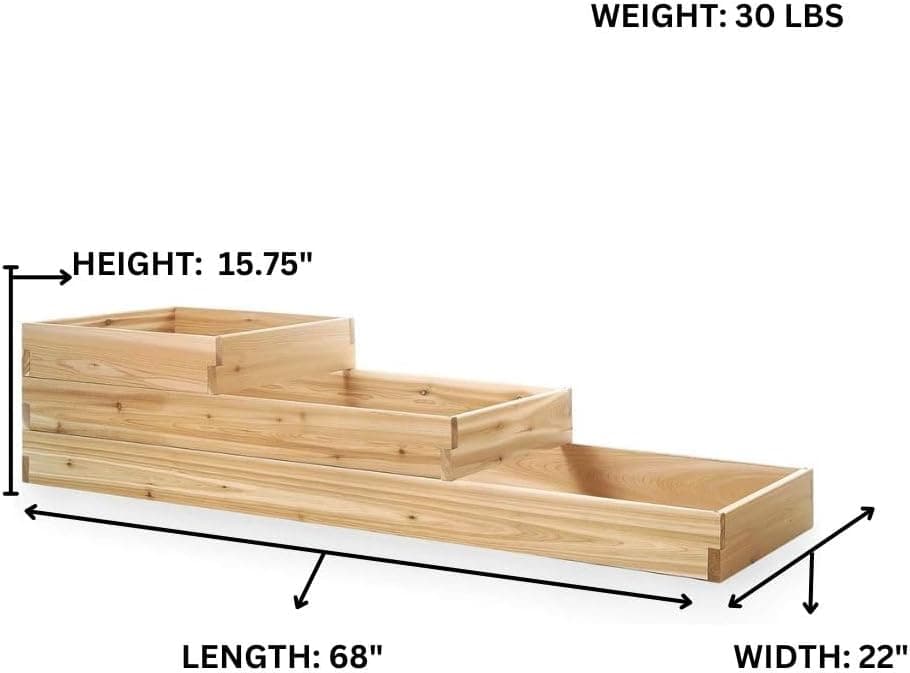 3-Step Tiered Cedar Garden Box RGT15 — product photograph