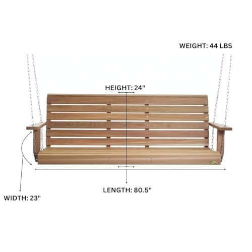 6-ft Cedar Porch Swing with Comfort Springs PS70-SW10 — product photograph
