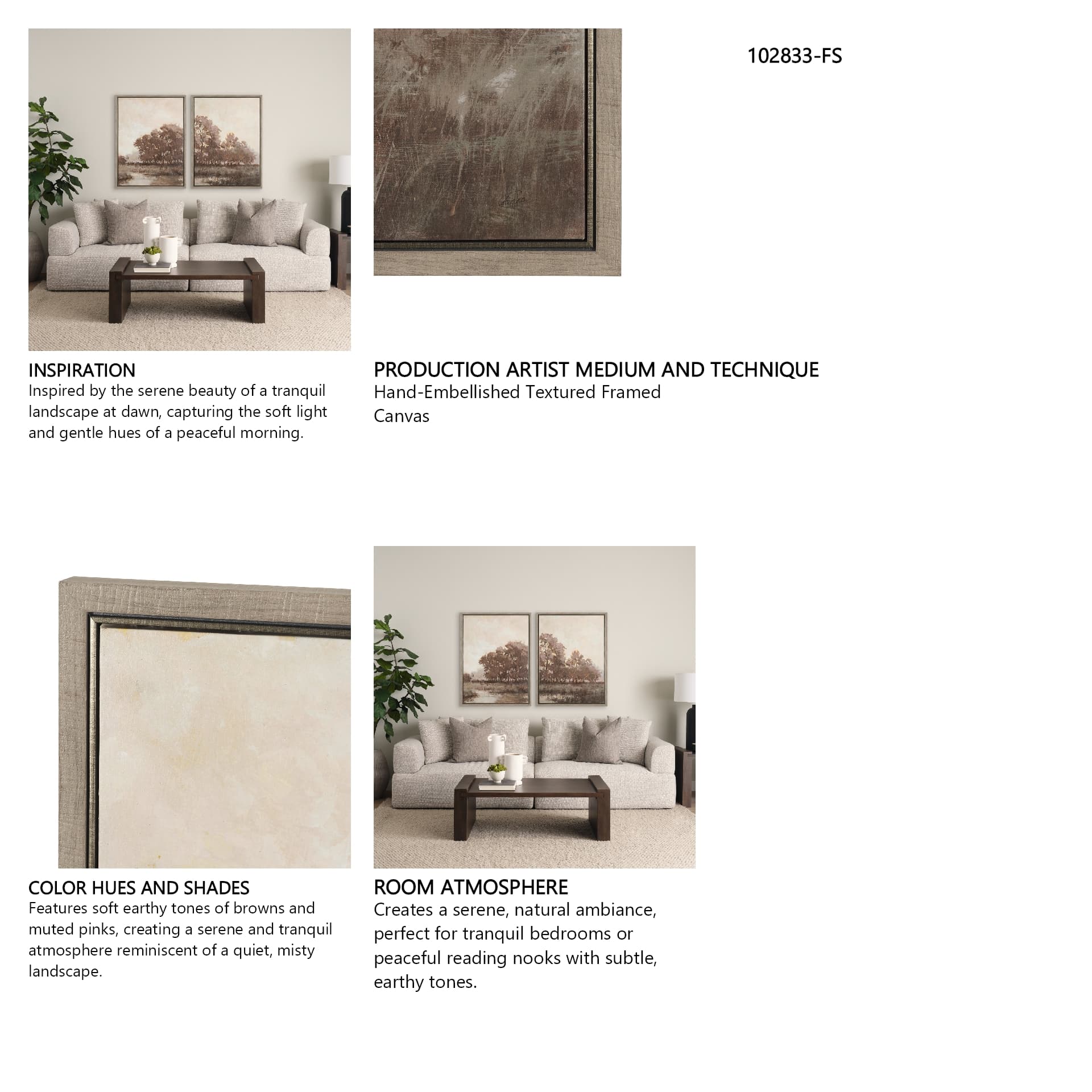 Calm Horizon II by Mercana Studio Hand-Embellished Textured Framed Canvas — in a styled room