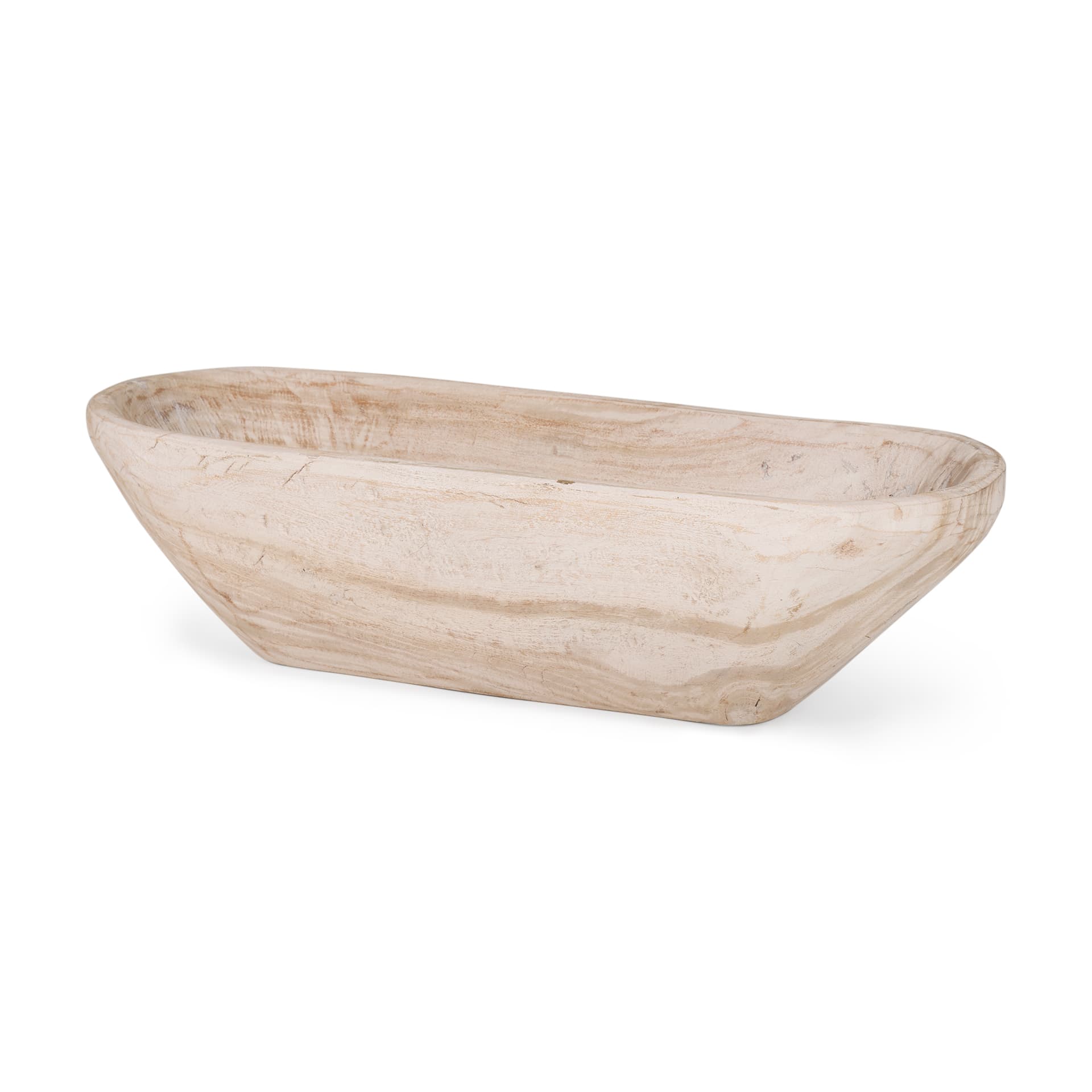 Athena Extra Large Oblong Light-Wash Reclaimed Wood Bowl — product photograph