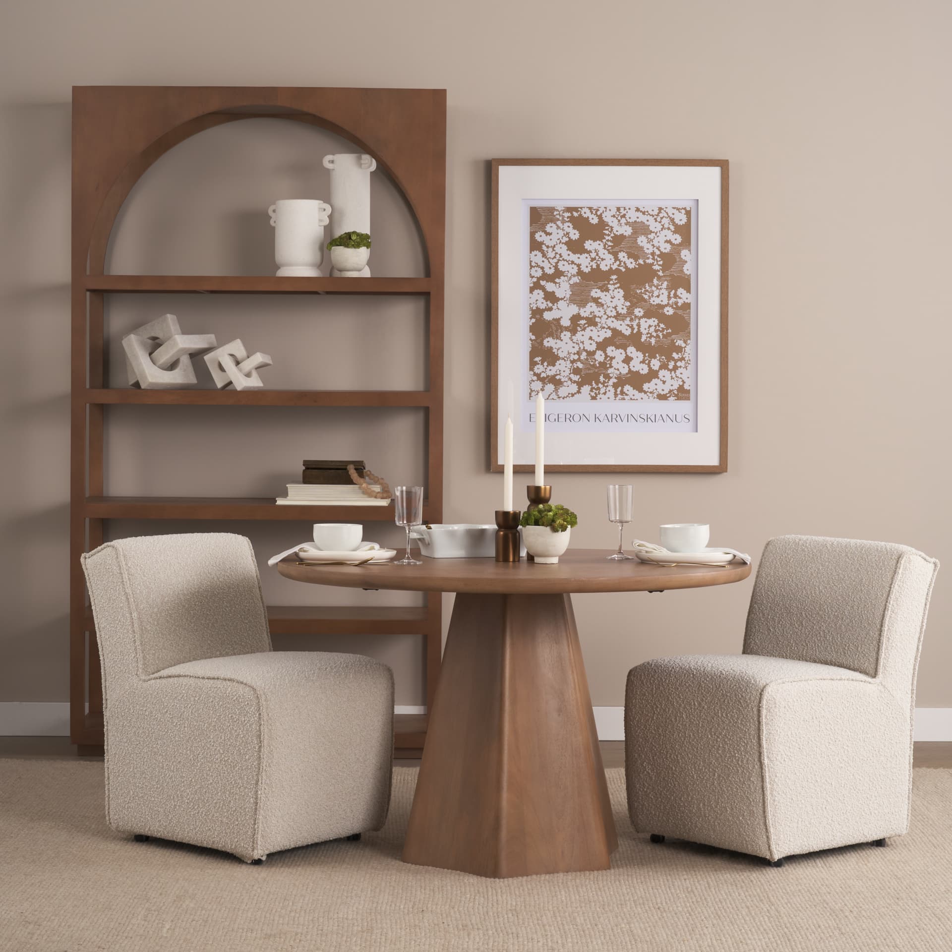 Jovani 48" Round Pedestal Dining Table | Modern | Light Brown Wood | Seats 4 — product photograph