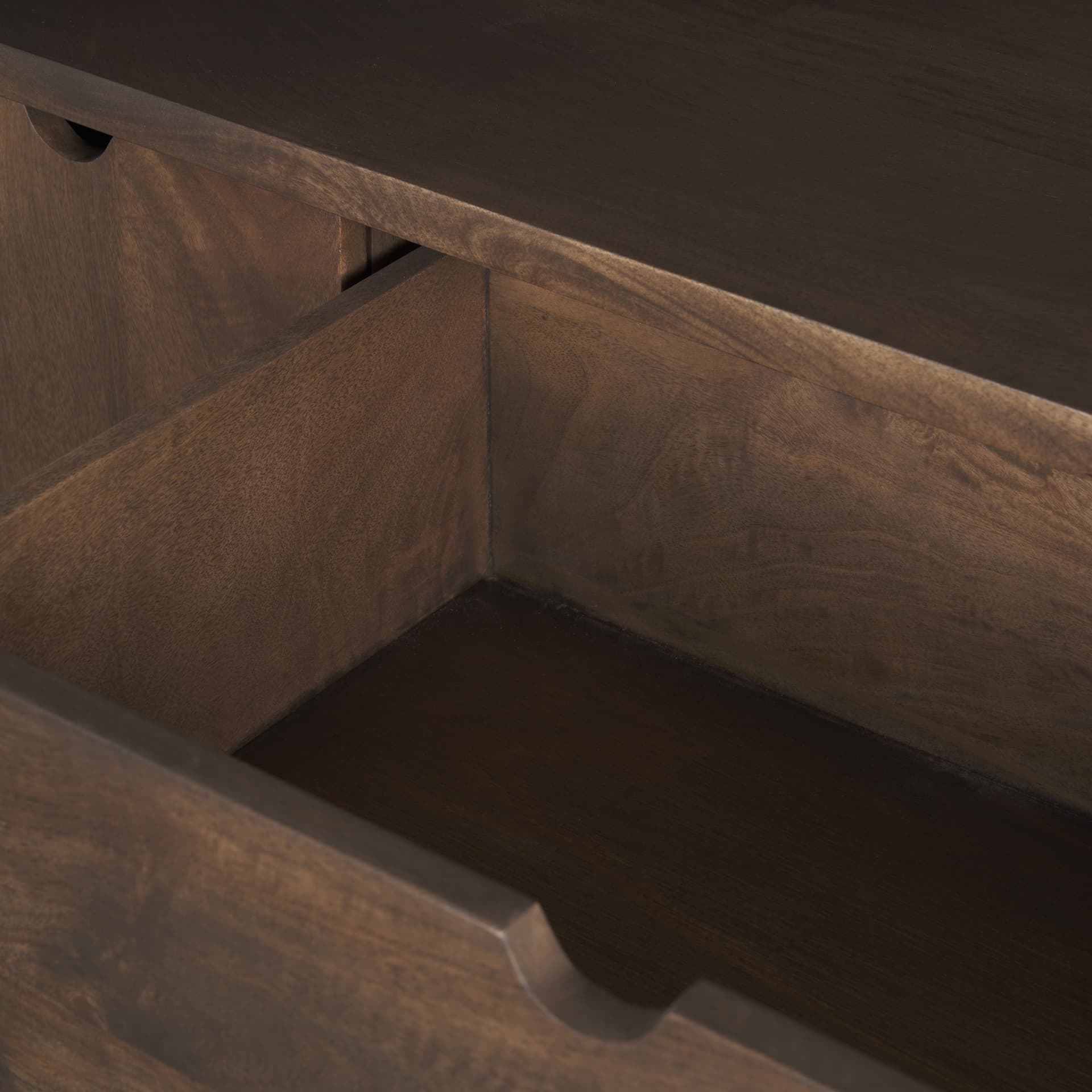 Wallen 2 Door Solid Dark Brown Wood w/ 3 Drawers Sideboard — product photograph