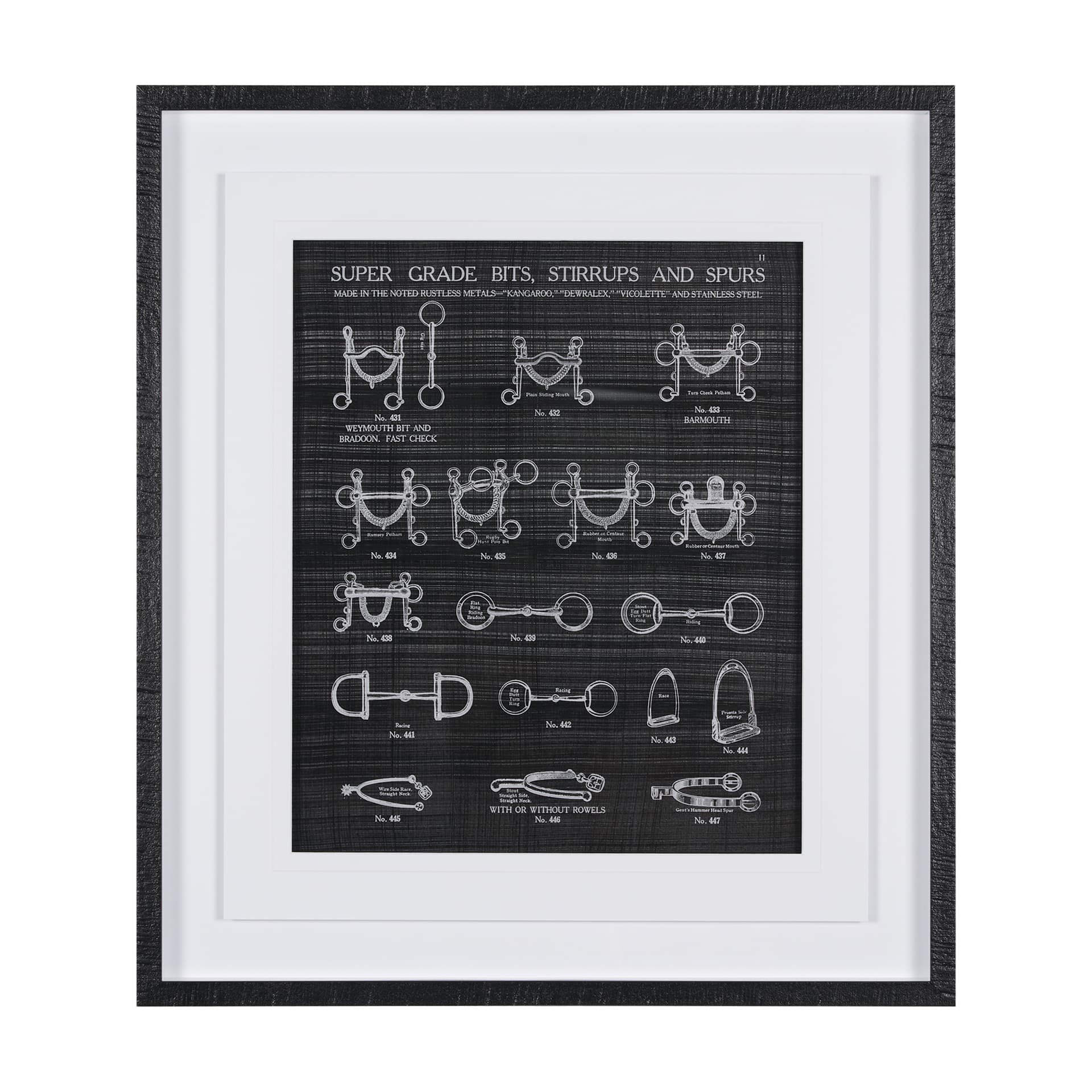 Equestrian Riding I BW by Mercana Studio Hand Embellished Framed Art Print Matted under Glass — product photograph