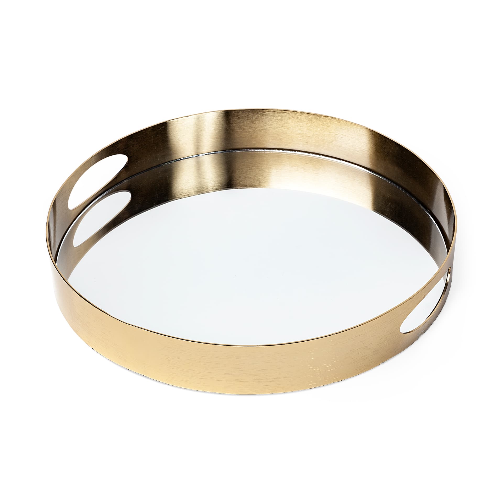Serkis 15L x 15W Gold Metal Mirrored Base Round Tray — product photograph