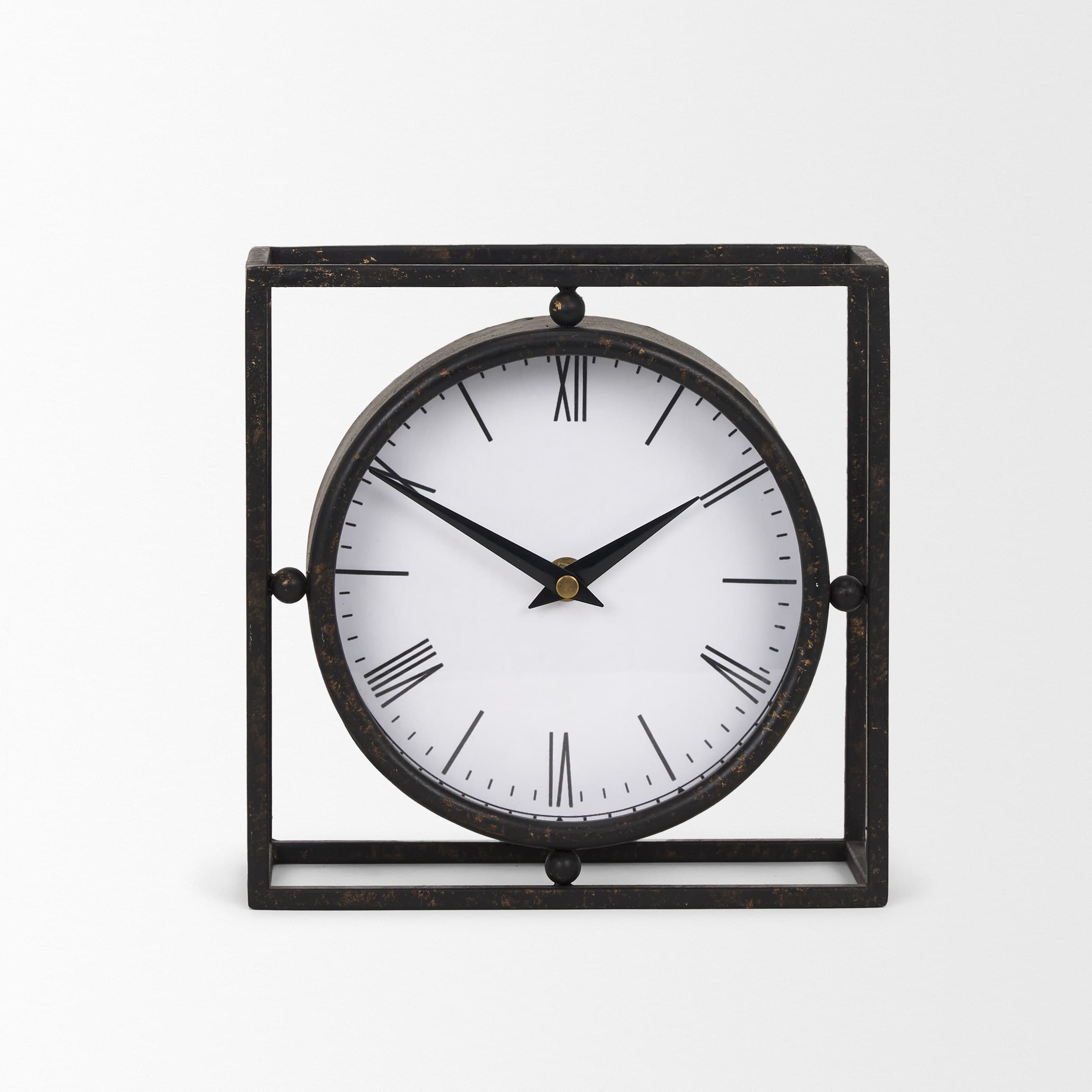 Raisa Black w/ Gold Antiquing Metal Table Clock — product photograph